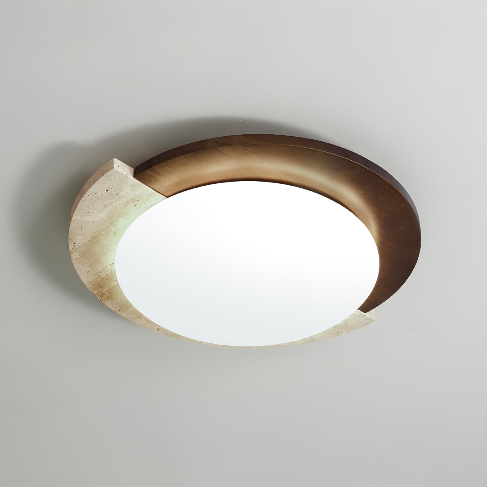 Ivnoran Arc-Rim Travertine Ceiling Light - Neutralighting
