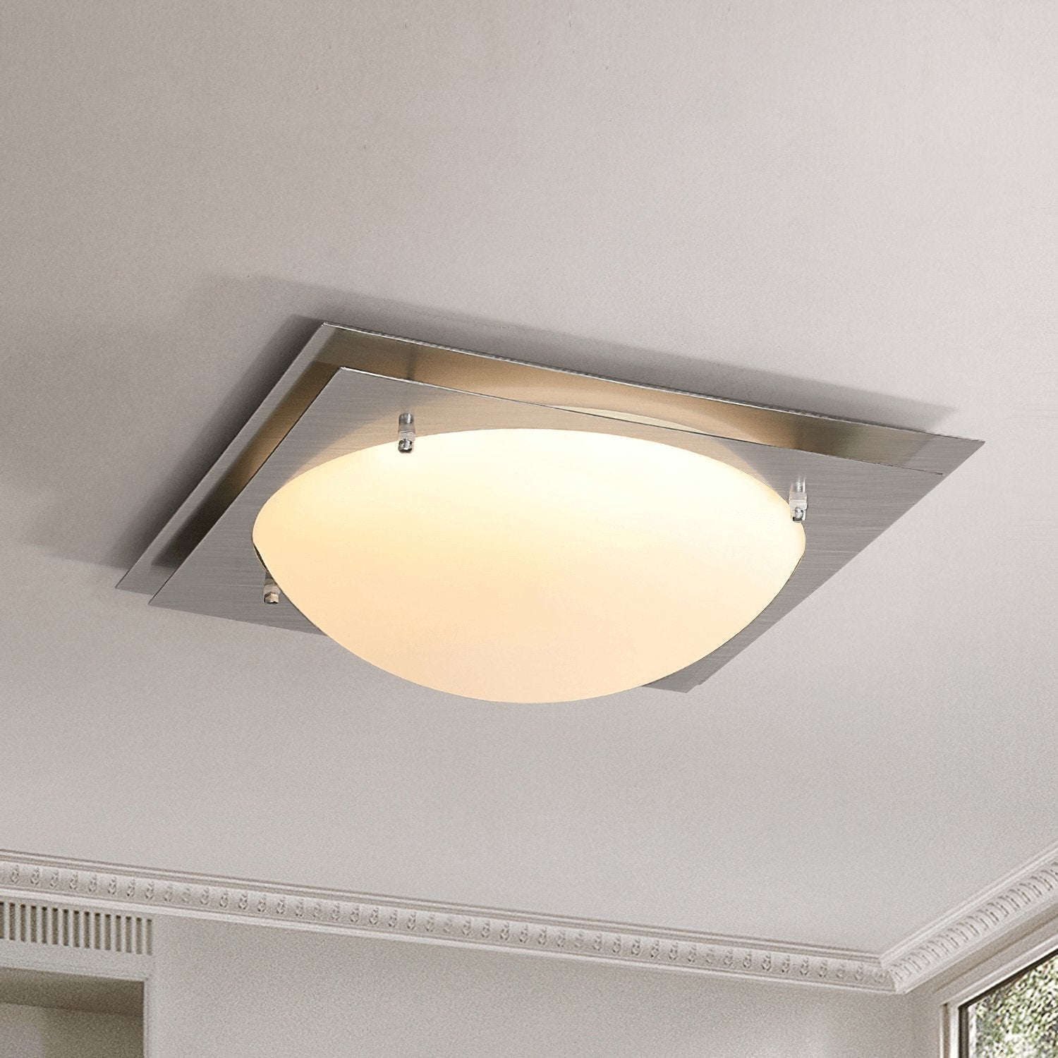 Astrain Deckenleuchte aus Glas und Stahl-Letslighting