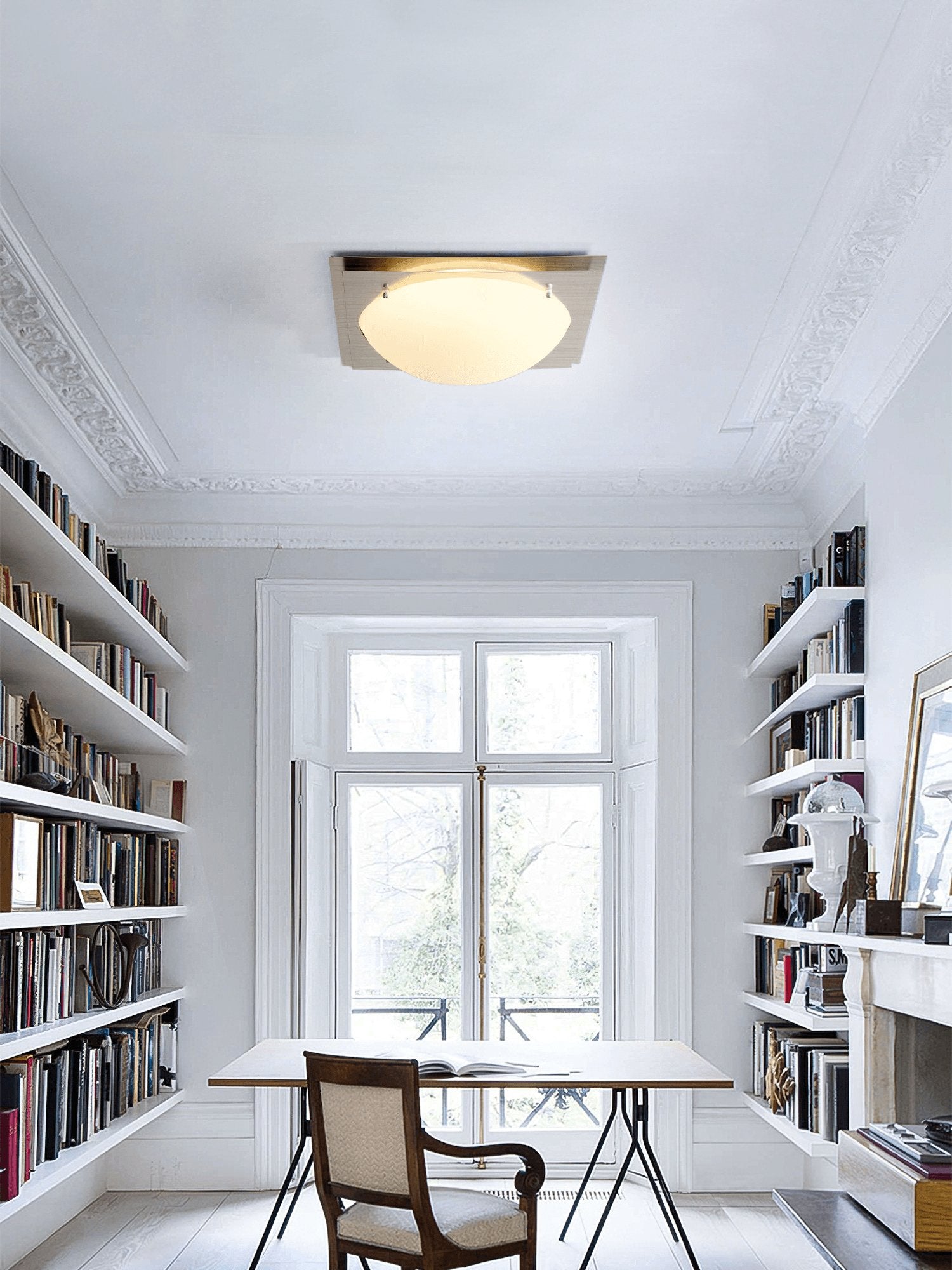 Astrain Deckenleuchte aus Glas und Stahl-Letslighting