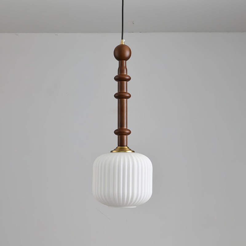 Iliror Traditionelle Kunst-Pendelleuchte aus Holz und Glas-Letslighting