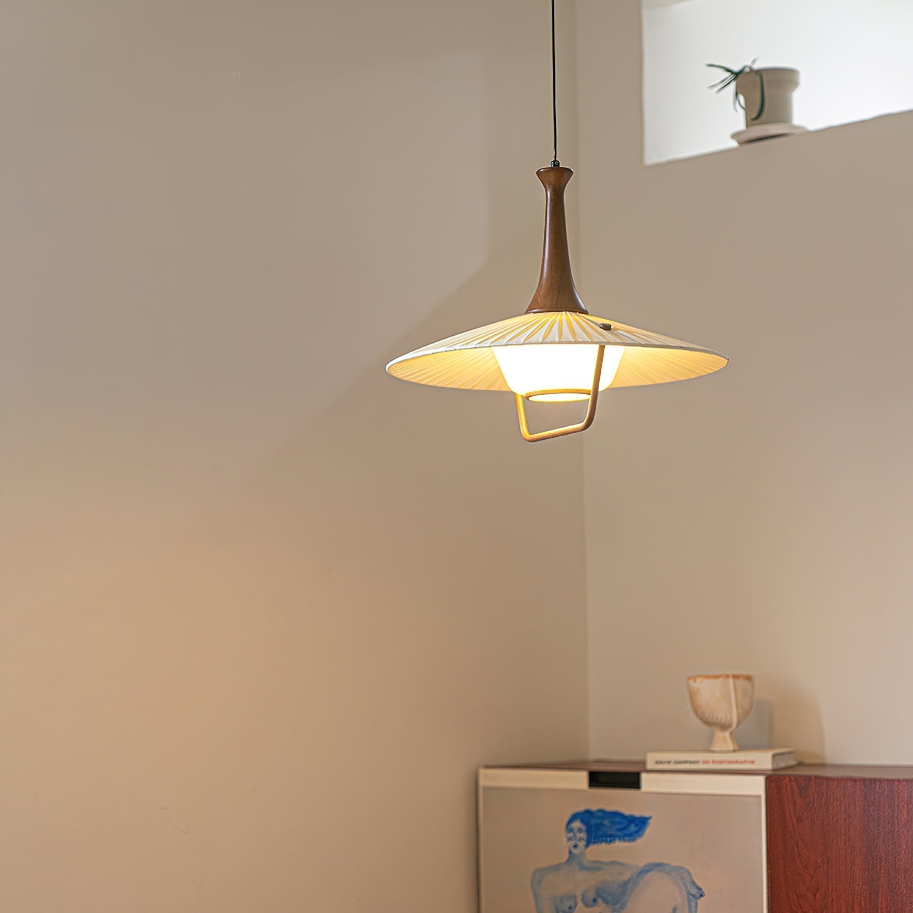 Mydorisra Klassische Stoff-Holz-Pendelleuchte-Letslighting