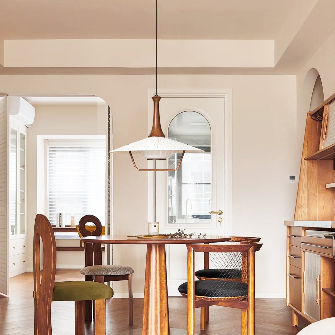 Mydorisra Klassische Stoff-Holz-Pendelleuchte-Letslighting