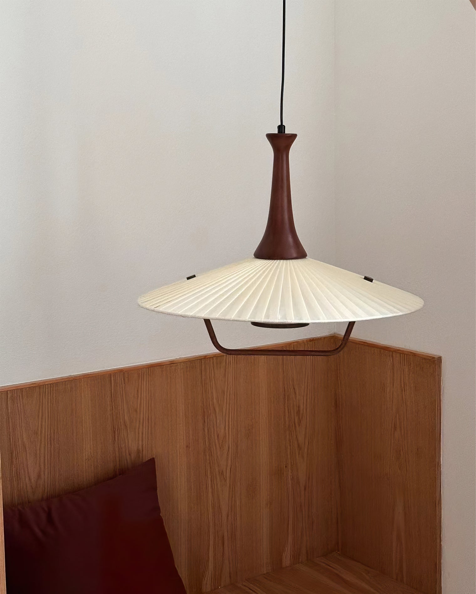 Mydorisra Klassische Stoff-Holz-Pendelleuchte-Letslighting