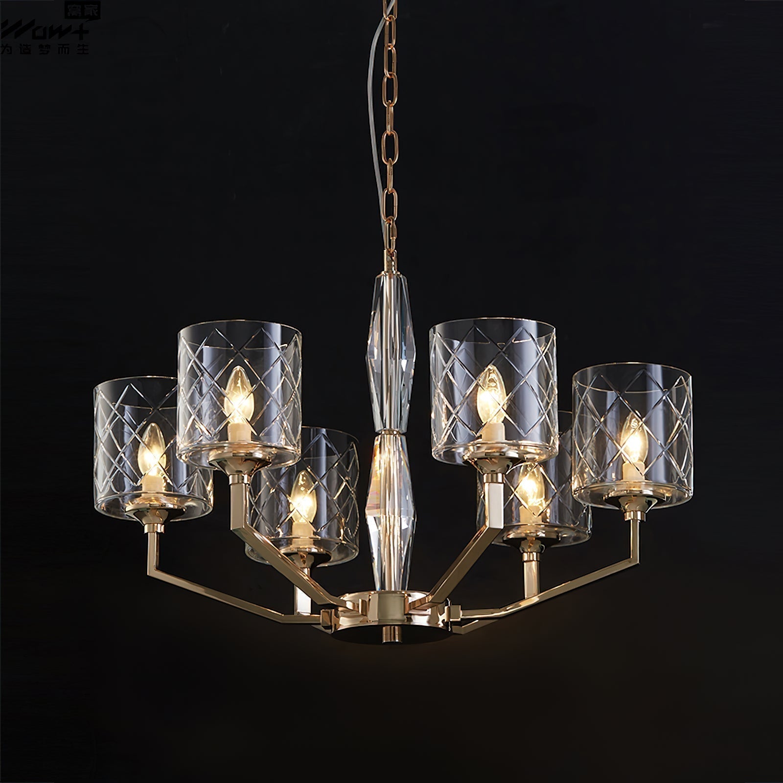 Dew Postmoderner Luxus Messing-Glas-Kronleuchter-Letslighting