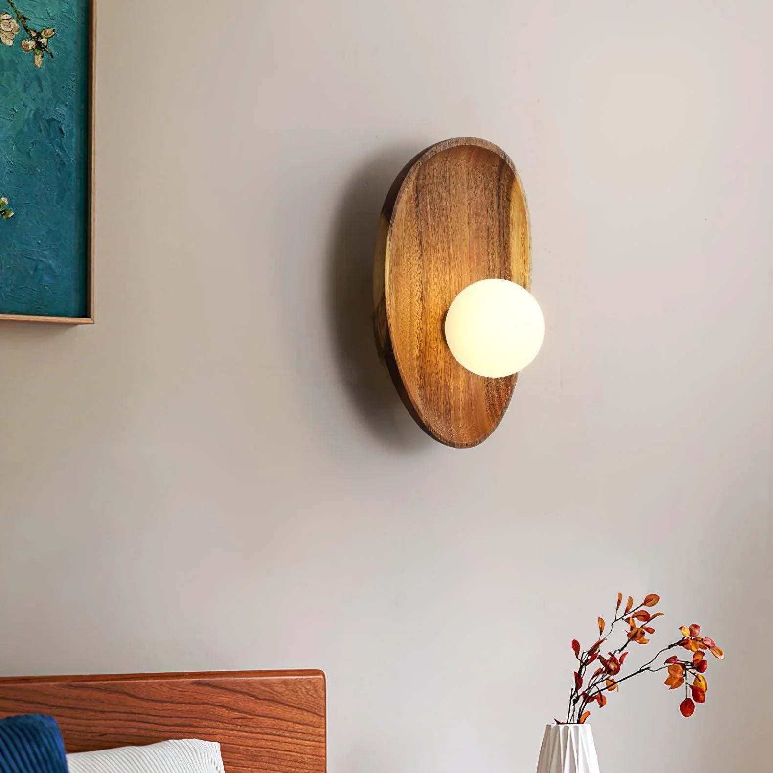Ligno Wandleuchte aus Naturholz und Glas