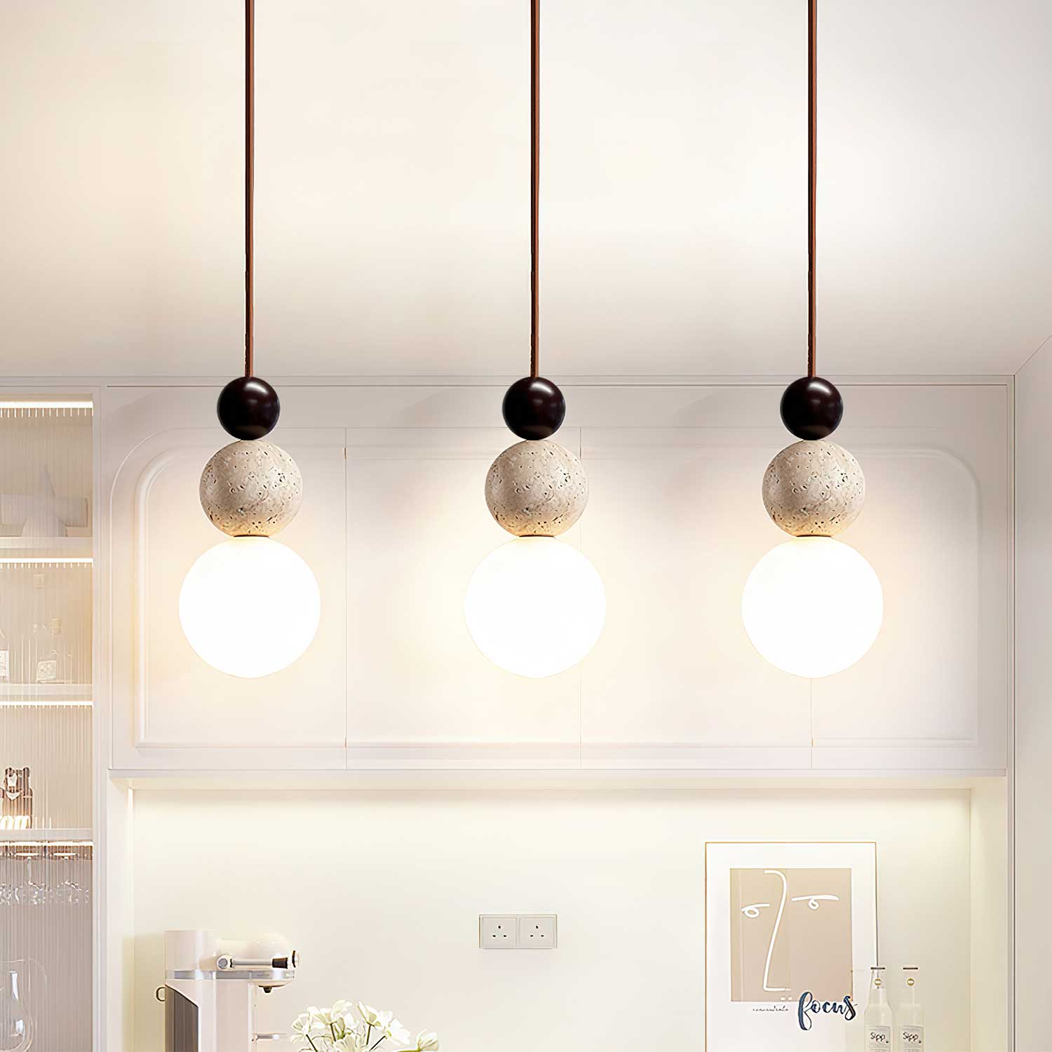 Ullaeia Sphere-Cluster Travertine Pendant Light - Neutralighting