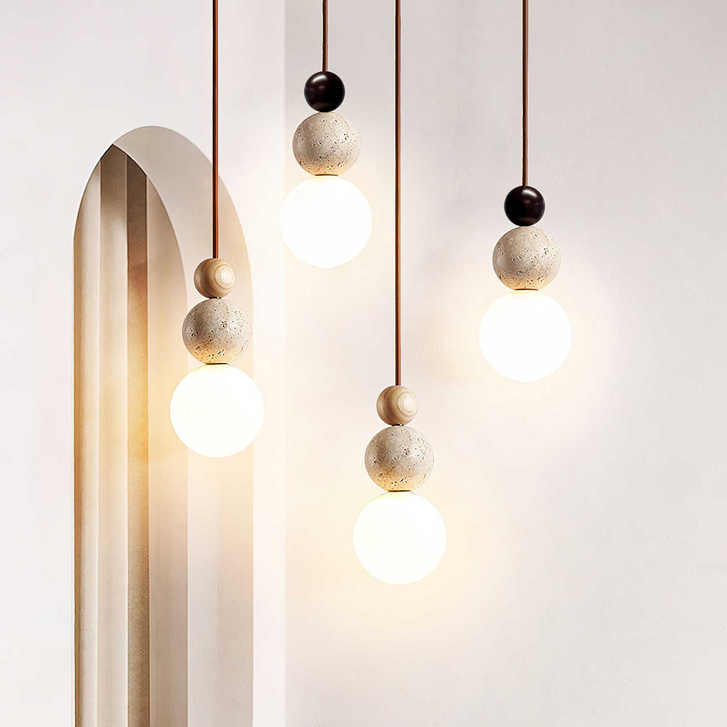 Ullaeia Sphere-Cluster Travertine Pendant Light - Neutralighting