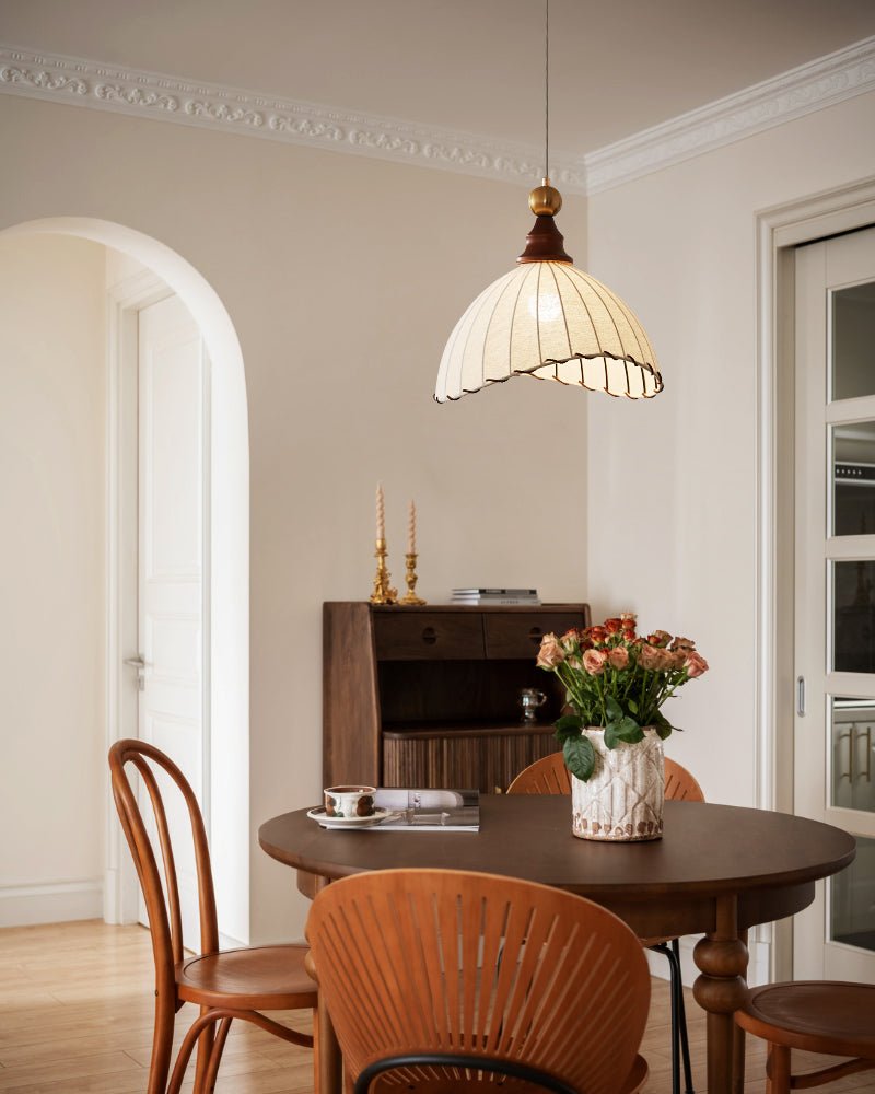 Thalira Holz Stoff Elegant Pendelleuchte-Letslighting