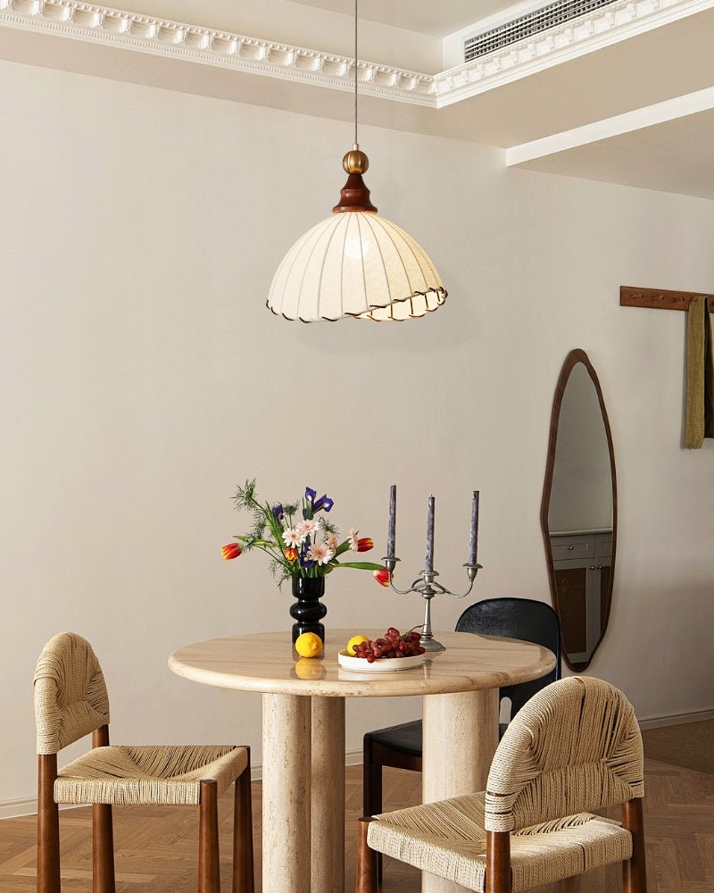 Thalira Holz Stoff Elegant Pendelleuchte-Letslighting
