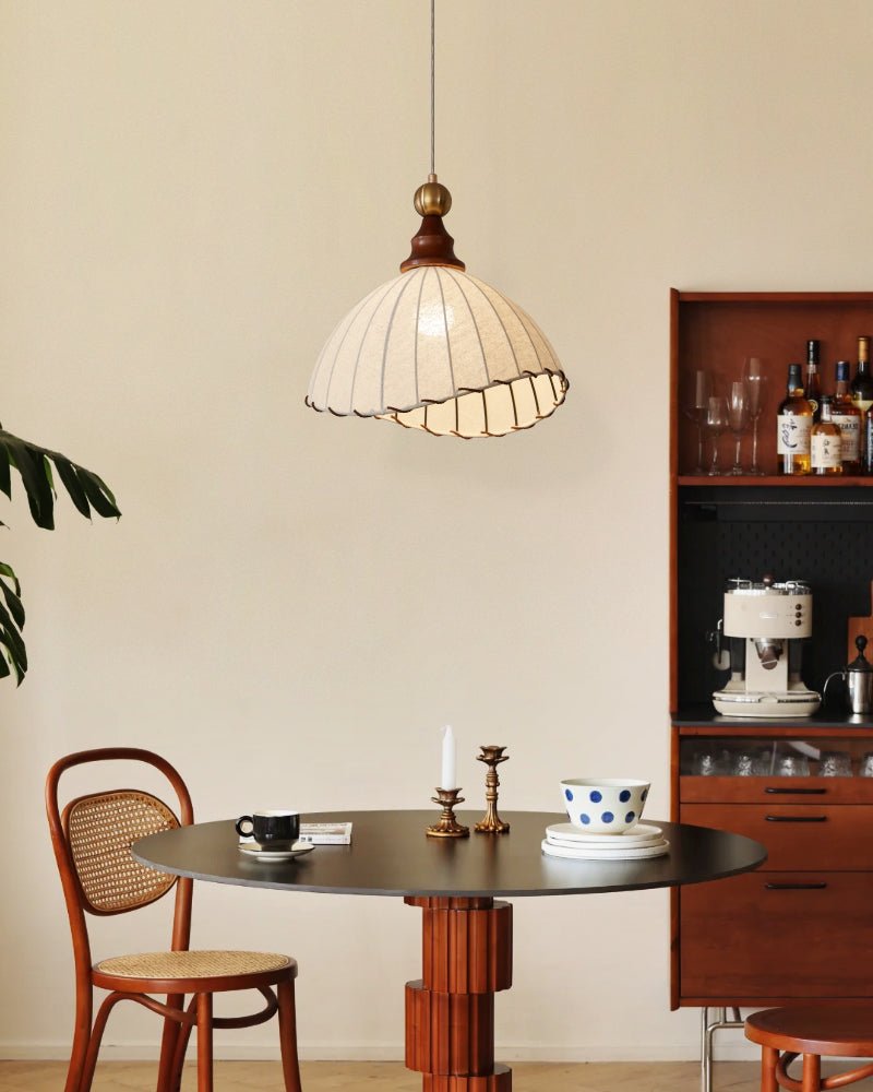 Thalira Holz Stoff Elegant Pendelleuchte-Letslighting