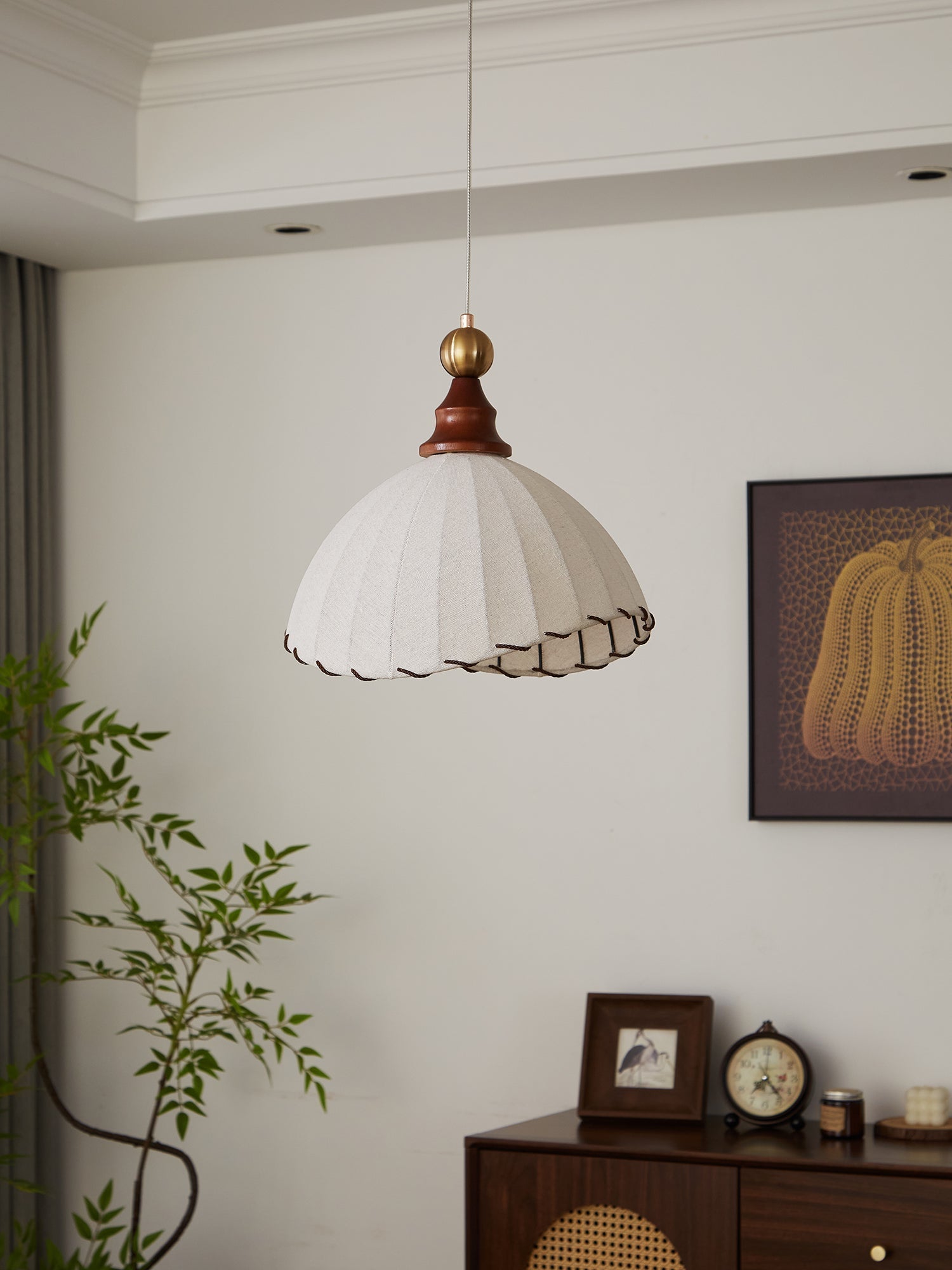 Thalira Holz Stoff Elegant Pendelleuchte-Letslighting