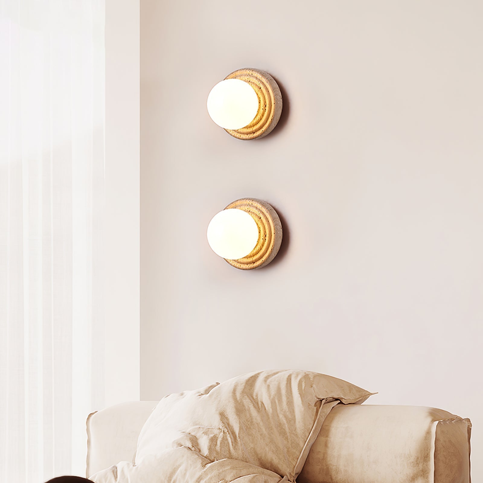 Echo Travertine Globe Wall Lamp - Letslighting