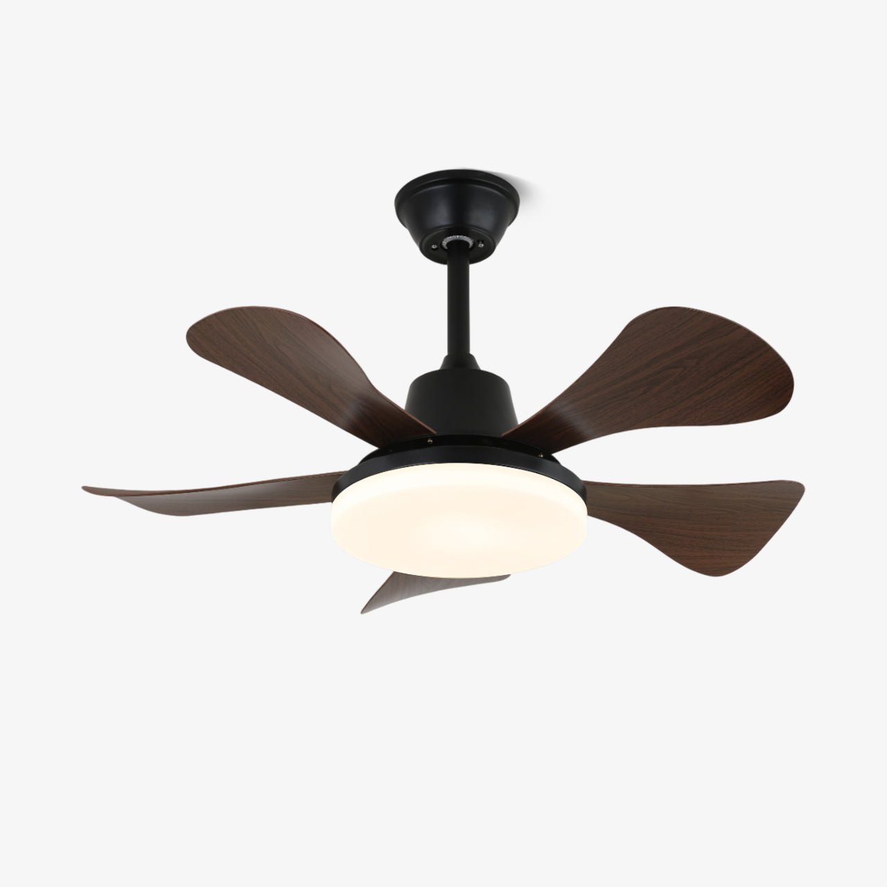 Aveline Deckenventilatorleuchte aus Holz mit Walnussflügeln und integrierter LED
