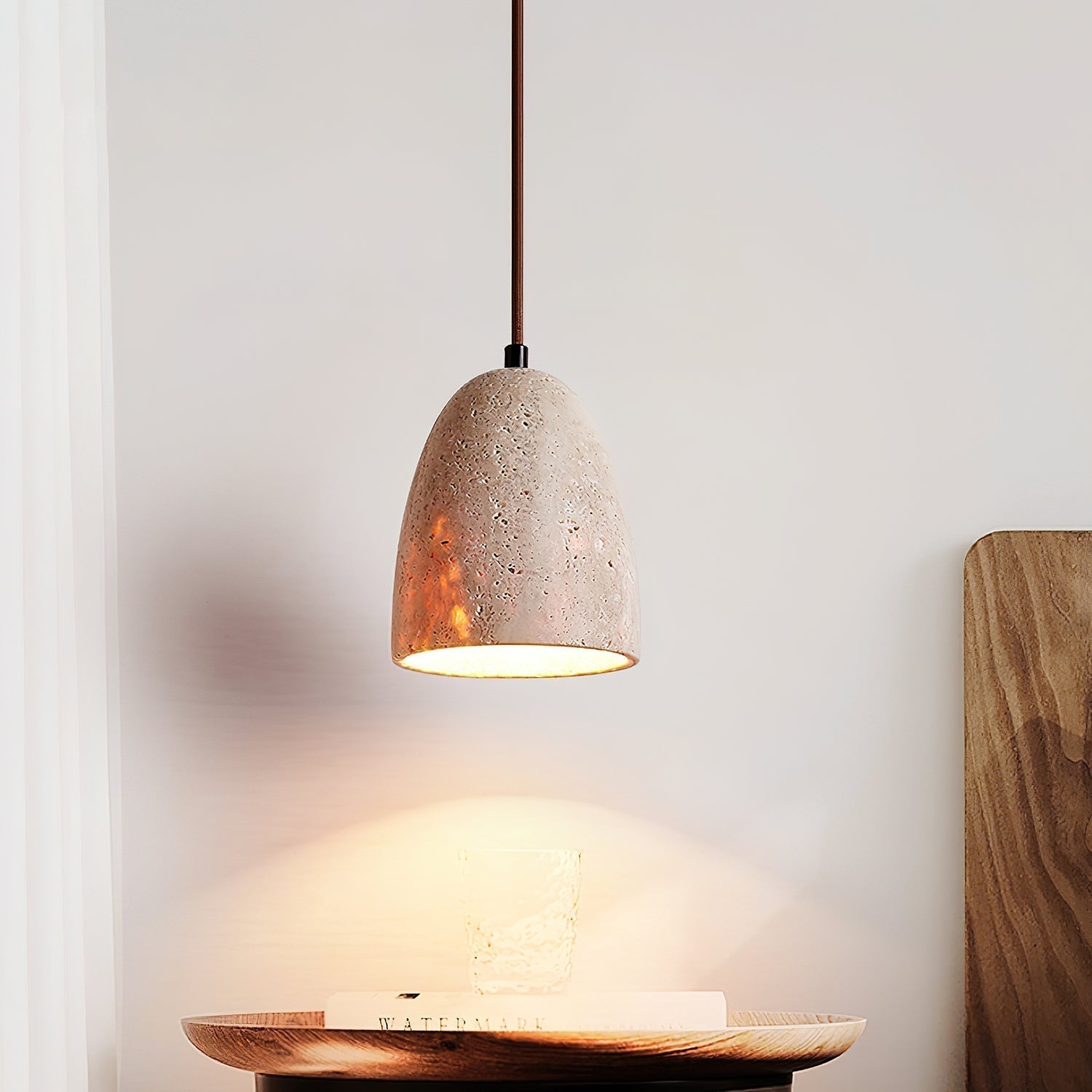 Evtheira Conical Travertine Pendant Light - Neutralighting