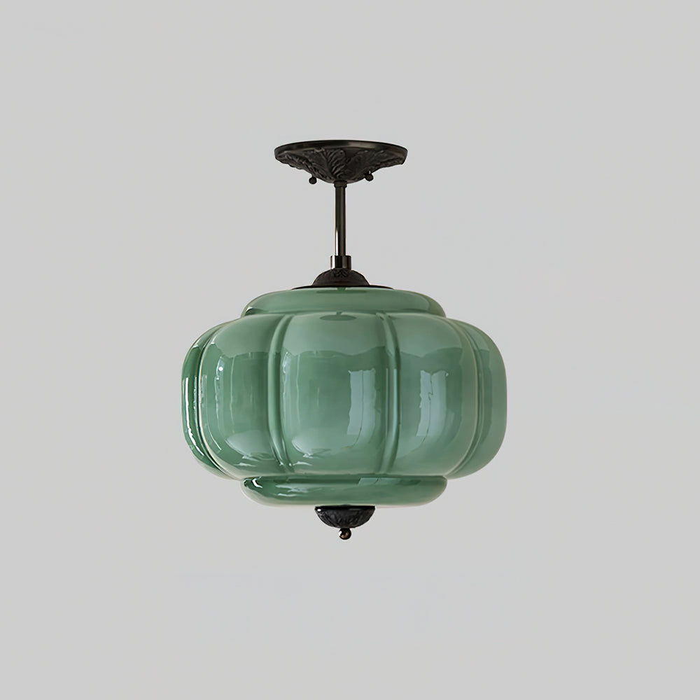 Eldio Green Glass Semi Flush Mount Light - Letslighting