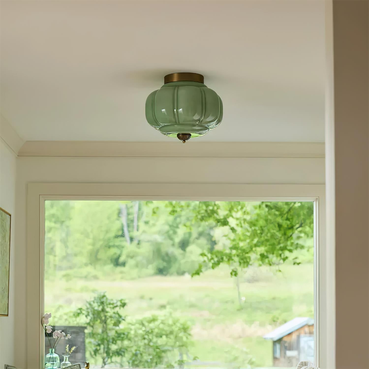 Elyra Green Glass Ceiling Lamp - Letslighting