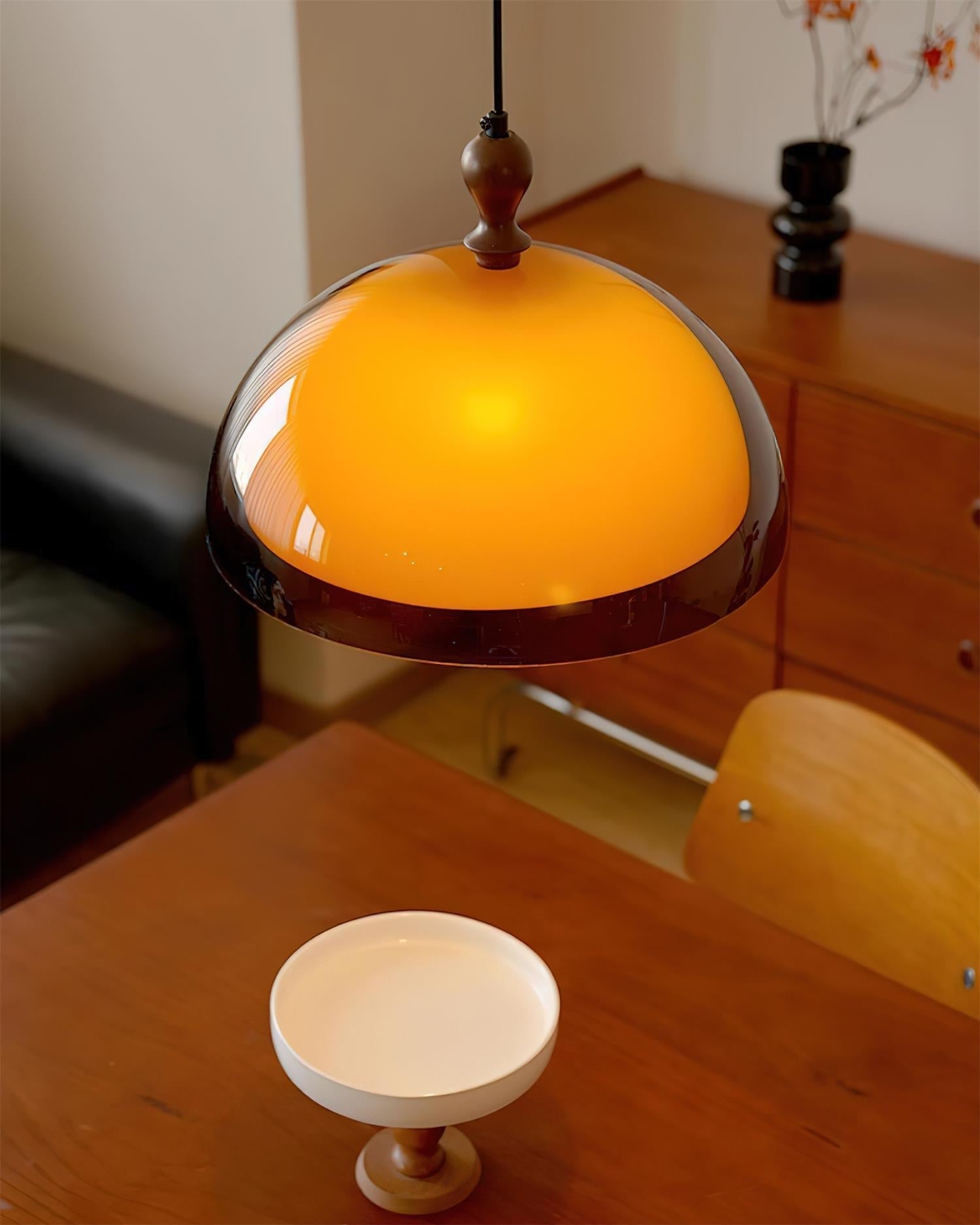 Solven Amber Glass Dome Pendant Light - Letslighting