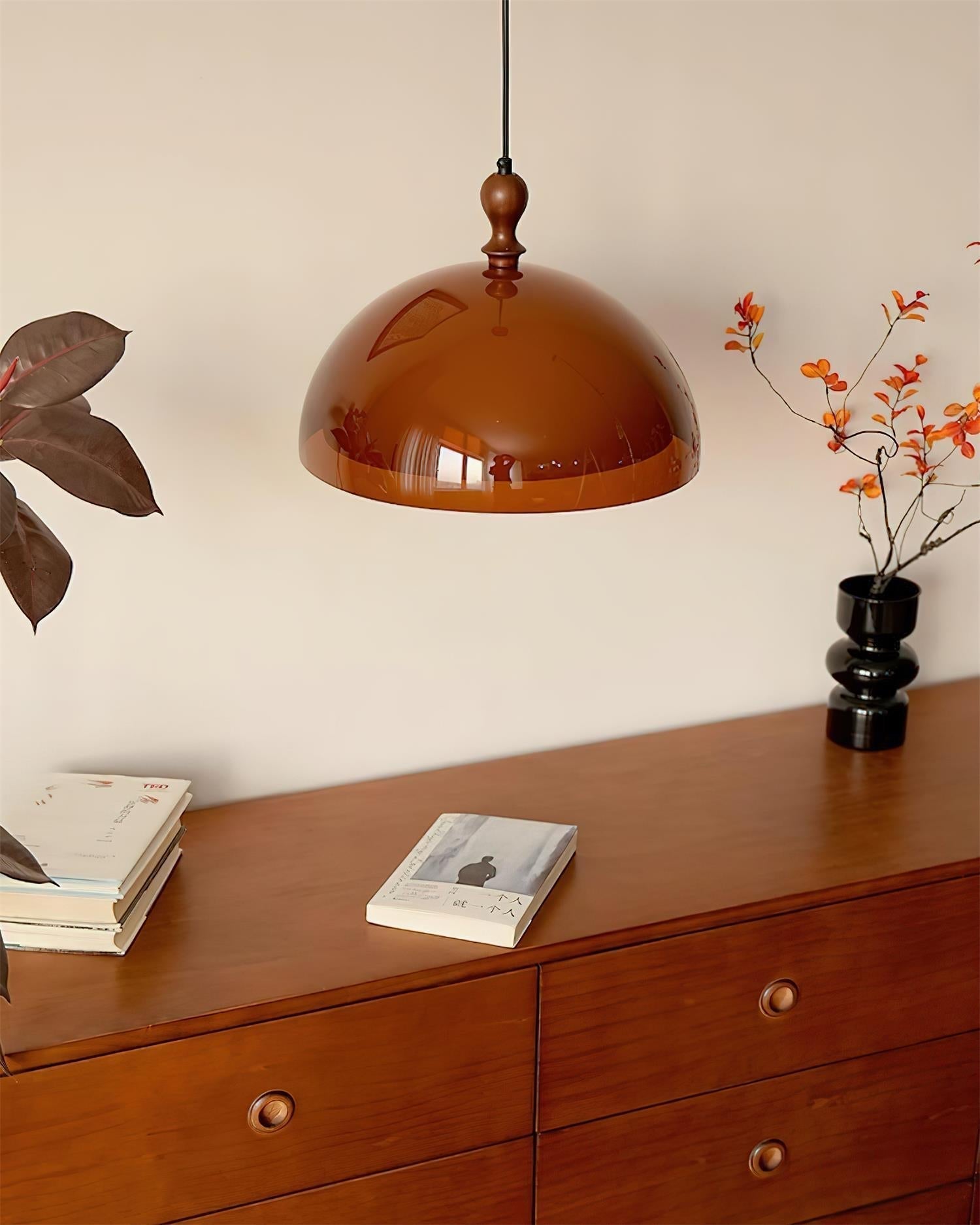 Solven Amber Glass Dome Pendant Light - Letslighting