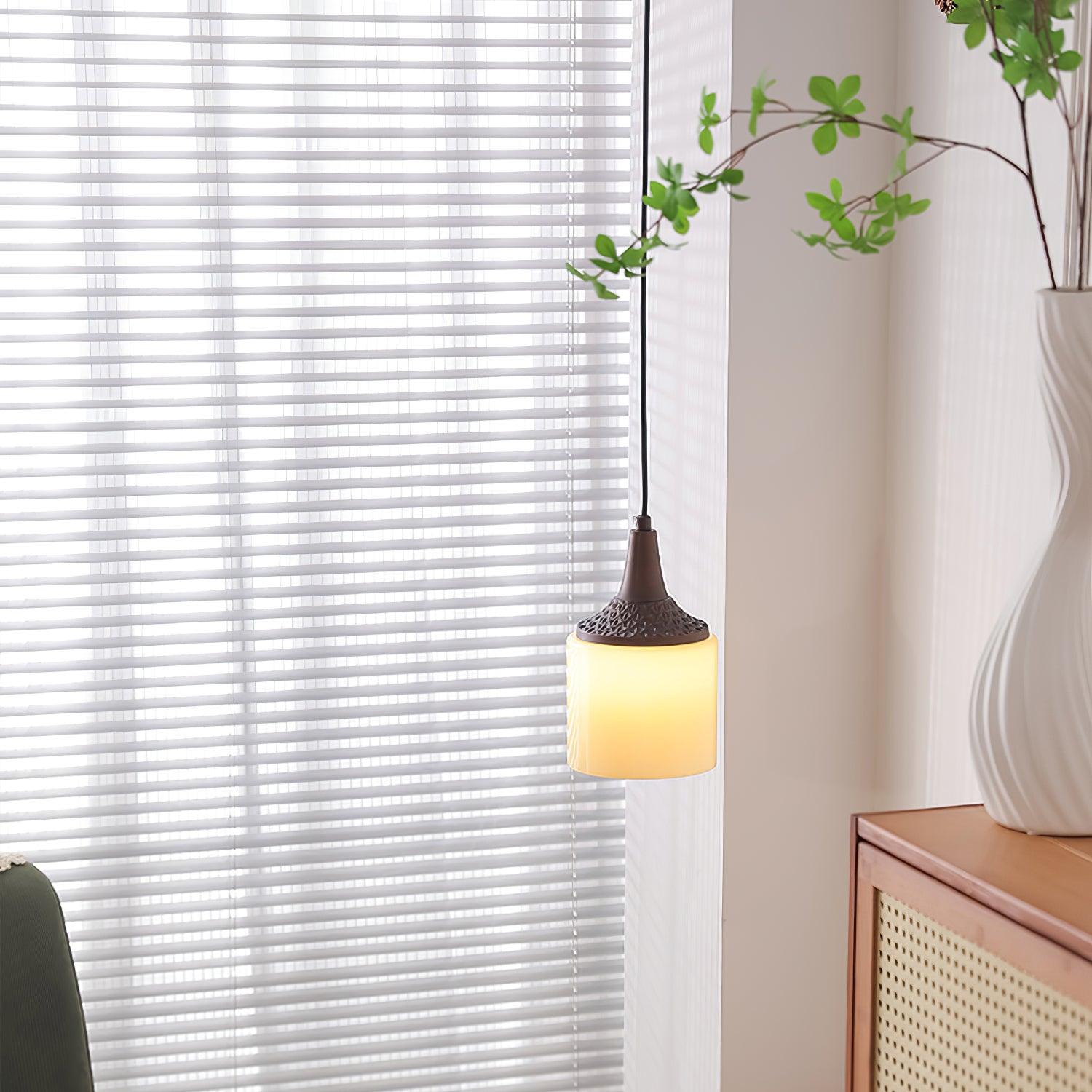 Pendelleuchte Weißer Glasschirm Gedreht Vintage-Letslighting