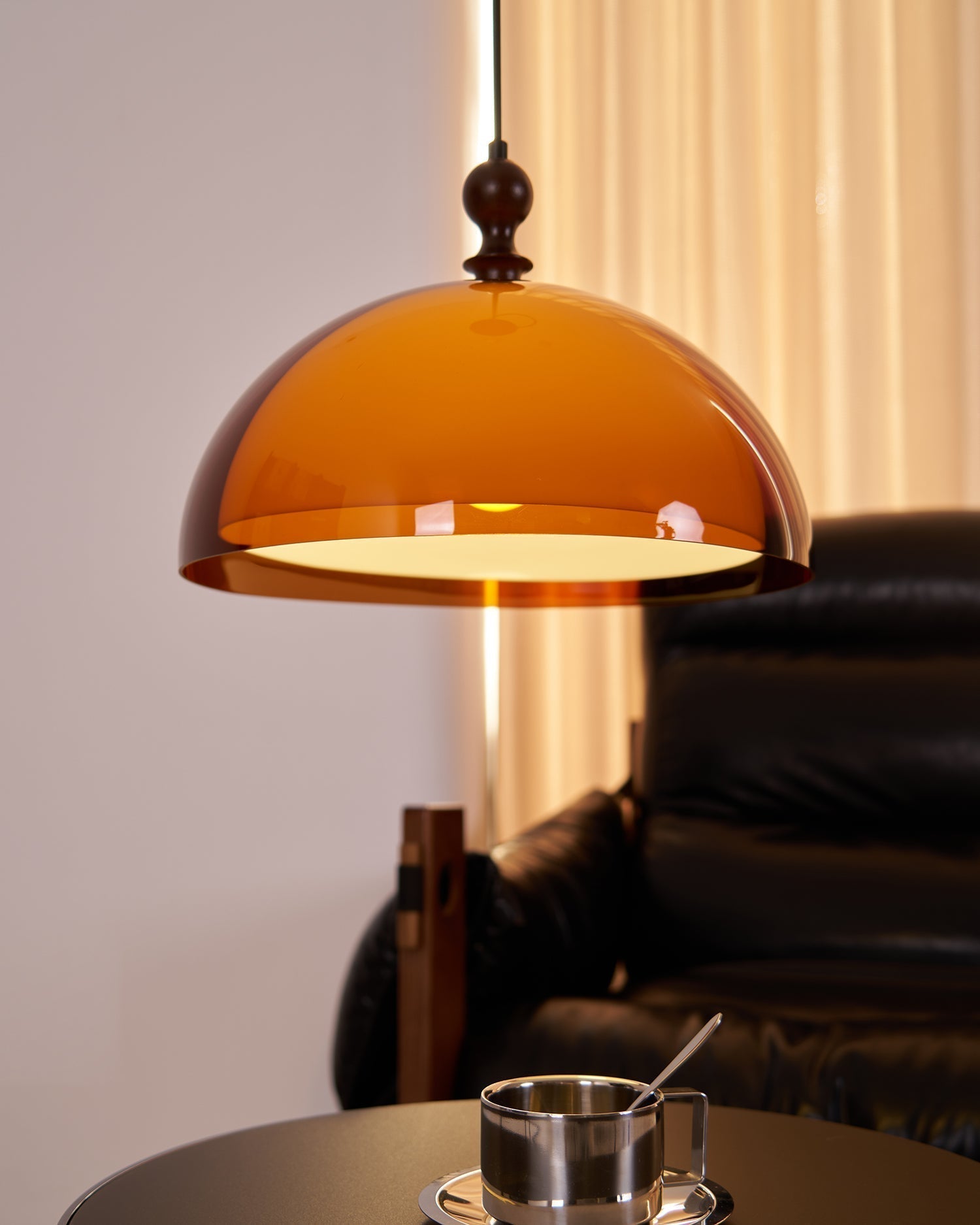 Solven Amber Glass Dome Pendant Light - Letslighting