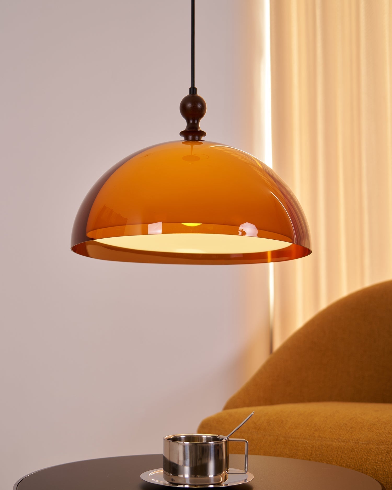 Solven Amber Glass Dome Pendant Light - Letslighting