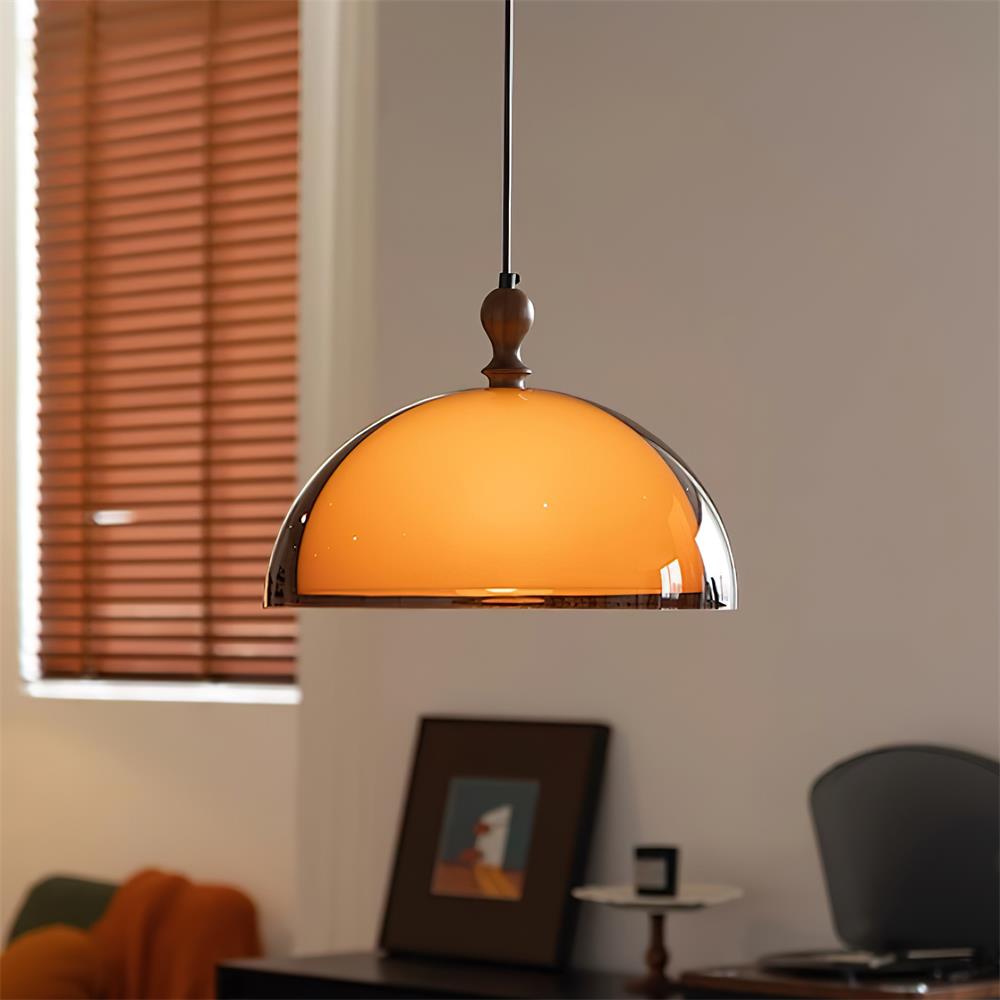Solven Amber Glass Dome Pendant Light - Letslighting