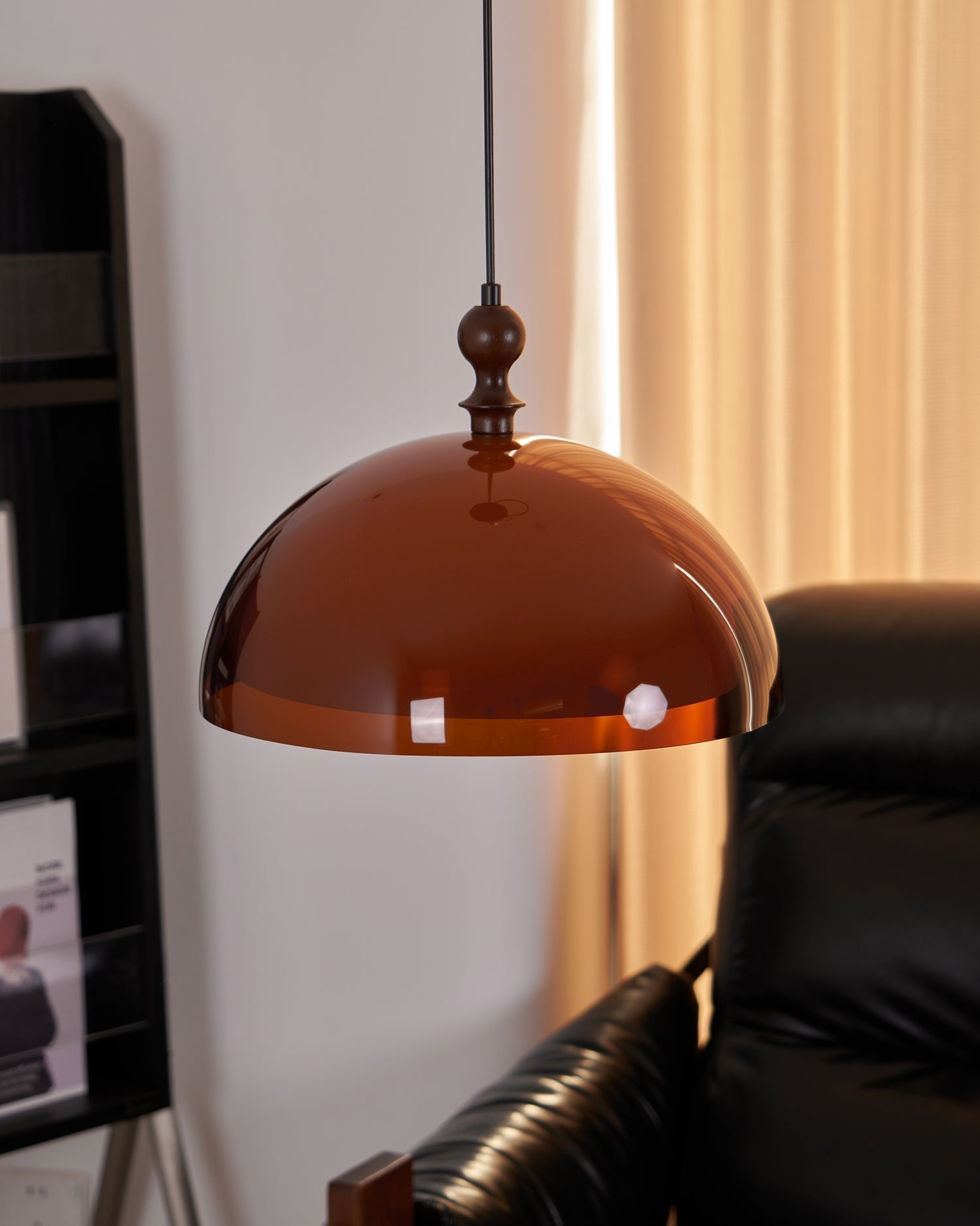 Solven Amber Glass Dome Pendant Light - Letslighting