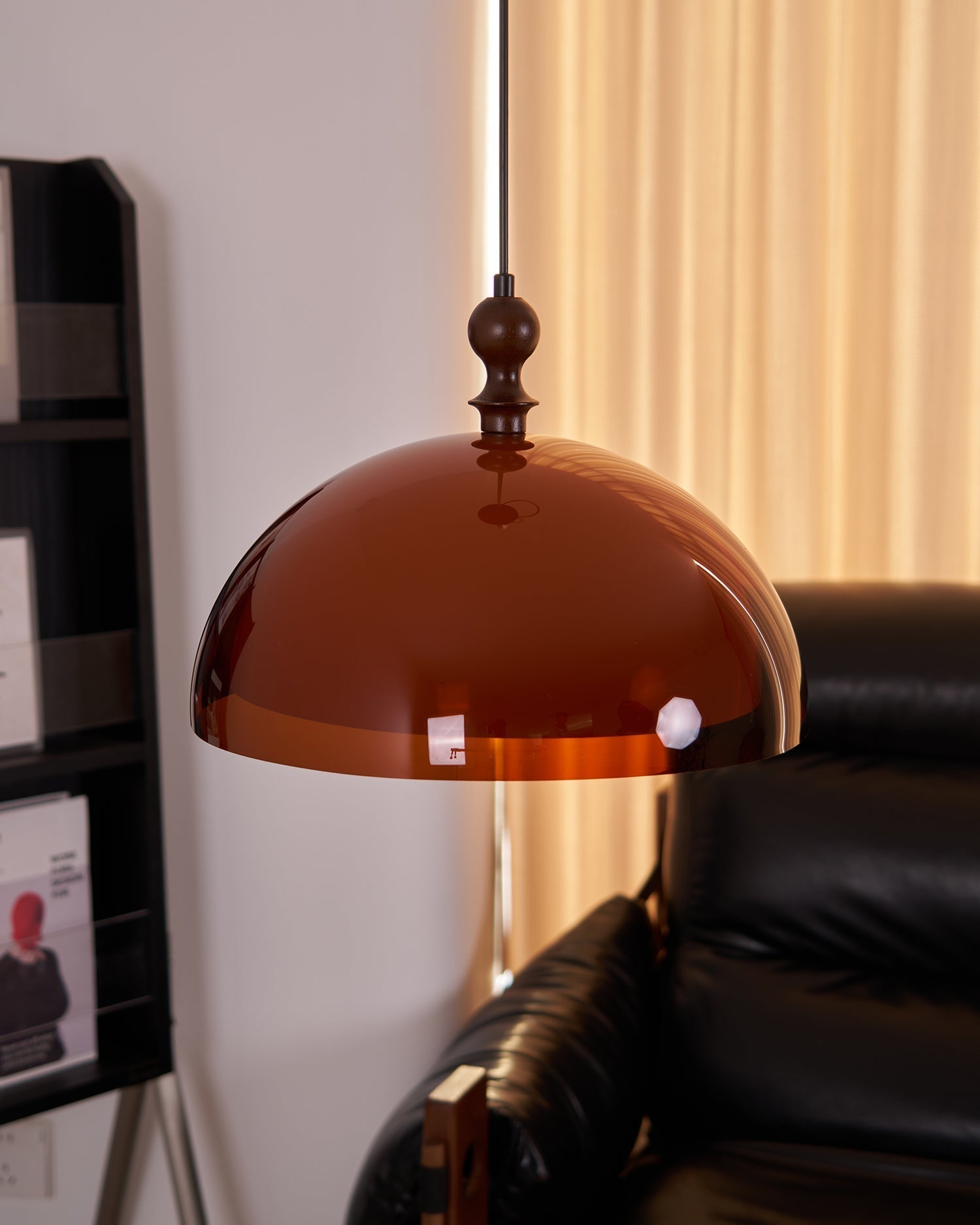 Solven Amber Glass Dome Pendant Light - Letslighting
