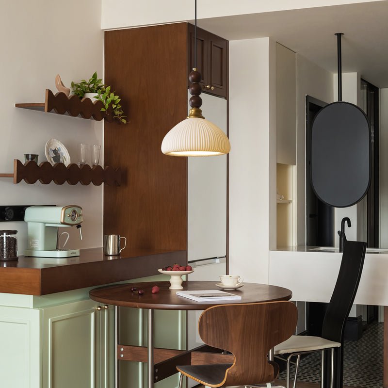 Avshaara Traditionell Eleganz Vintage Stoff Holz Pendelleuchte-Letslighting