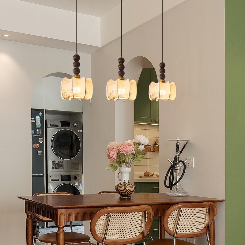Avshaara Traditionell Eleganz Vintage Stoff Holz Pendelleuchte-Letslighting