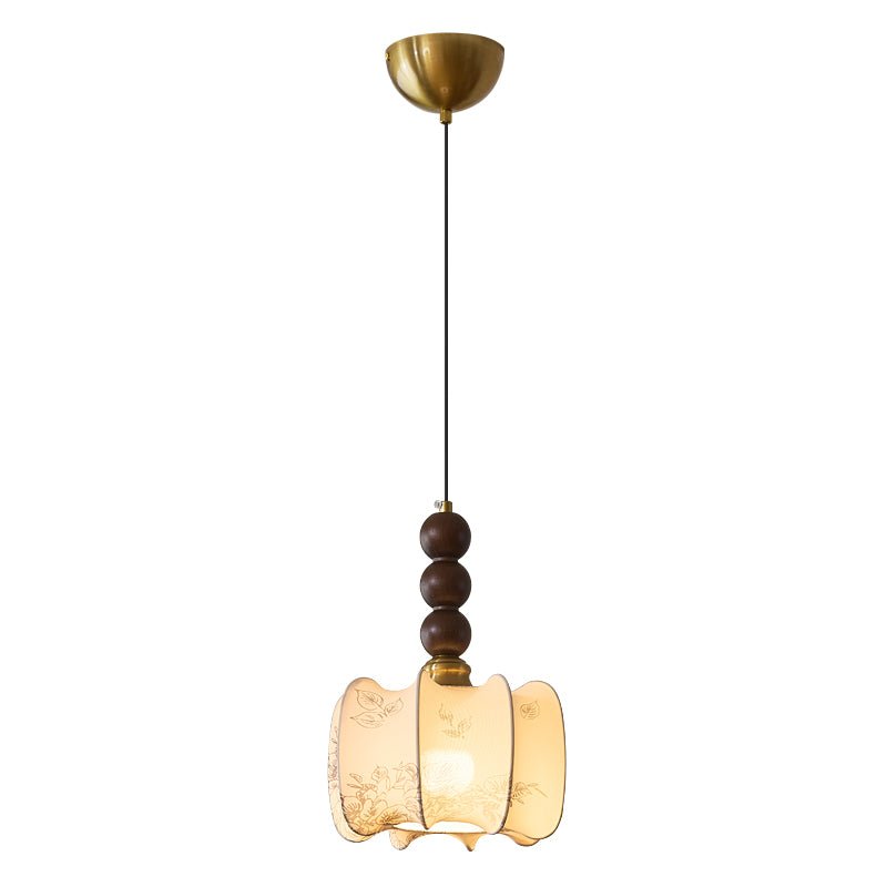 Avshaara Traditionell Eleganz Vintage Stoff Holz Pendelleuchte-Letslighting