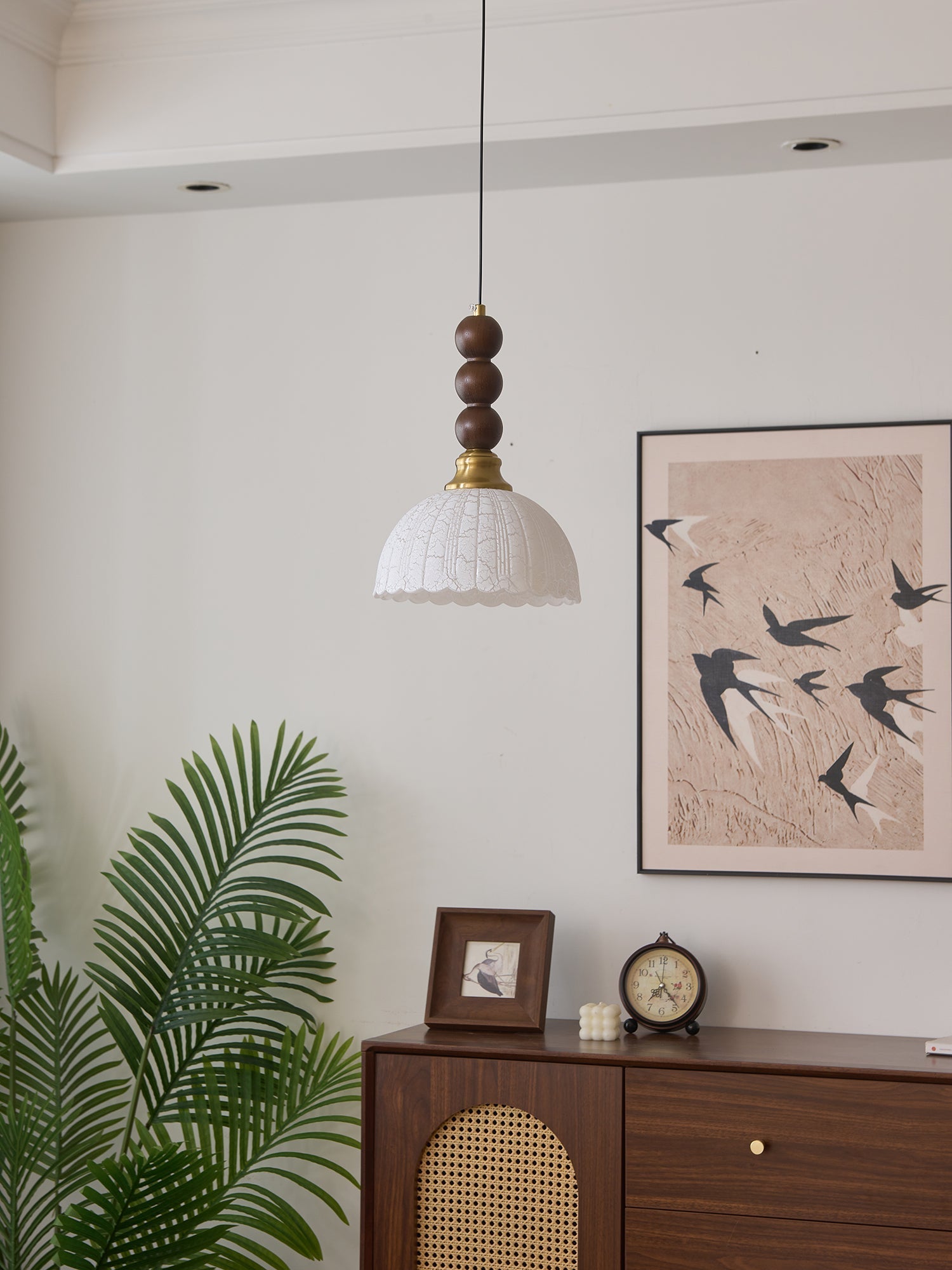Avshaara Traditionell Eleganz Vintage Stoff Holz Pendelleuchte-Letslighting