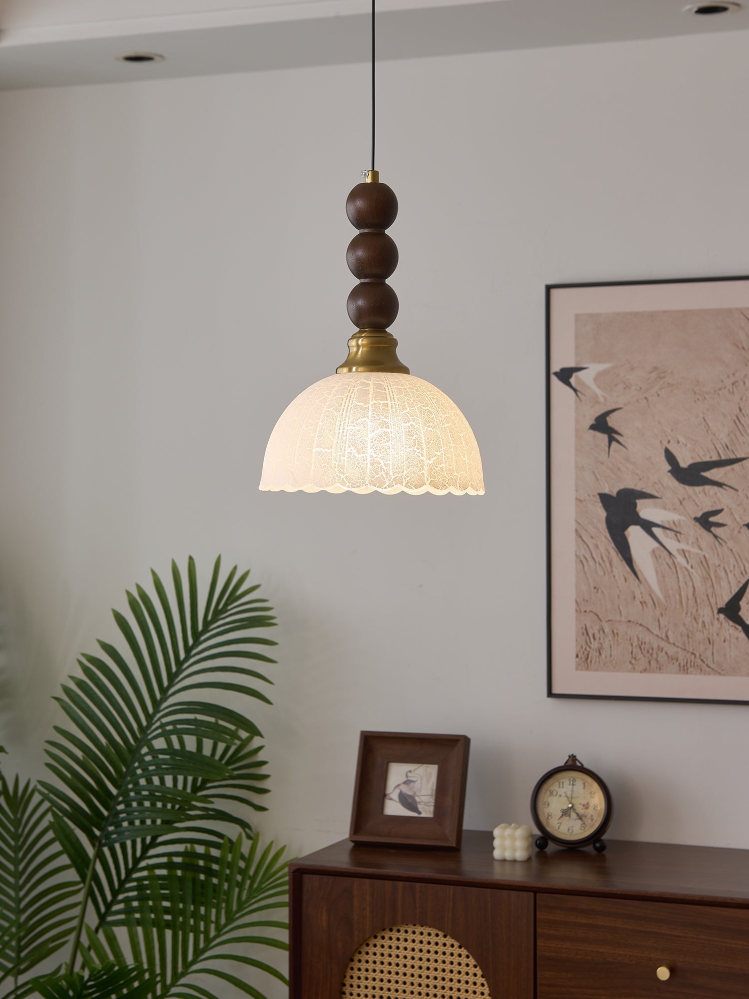 Avshaara Traditionell Eleganz Vintage Stoff Holz Pendelleuchte-Letslighting