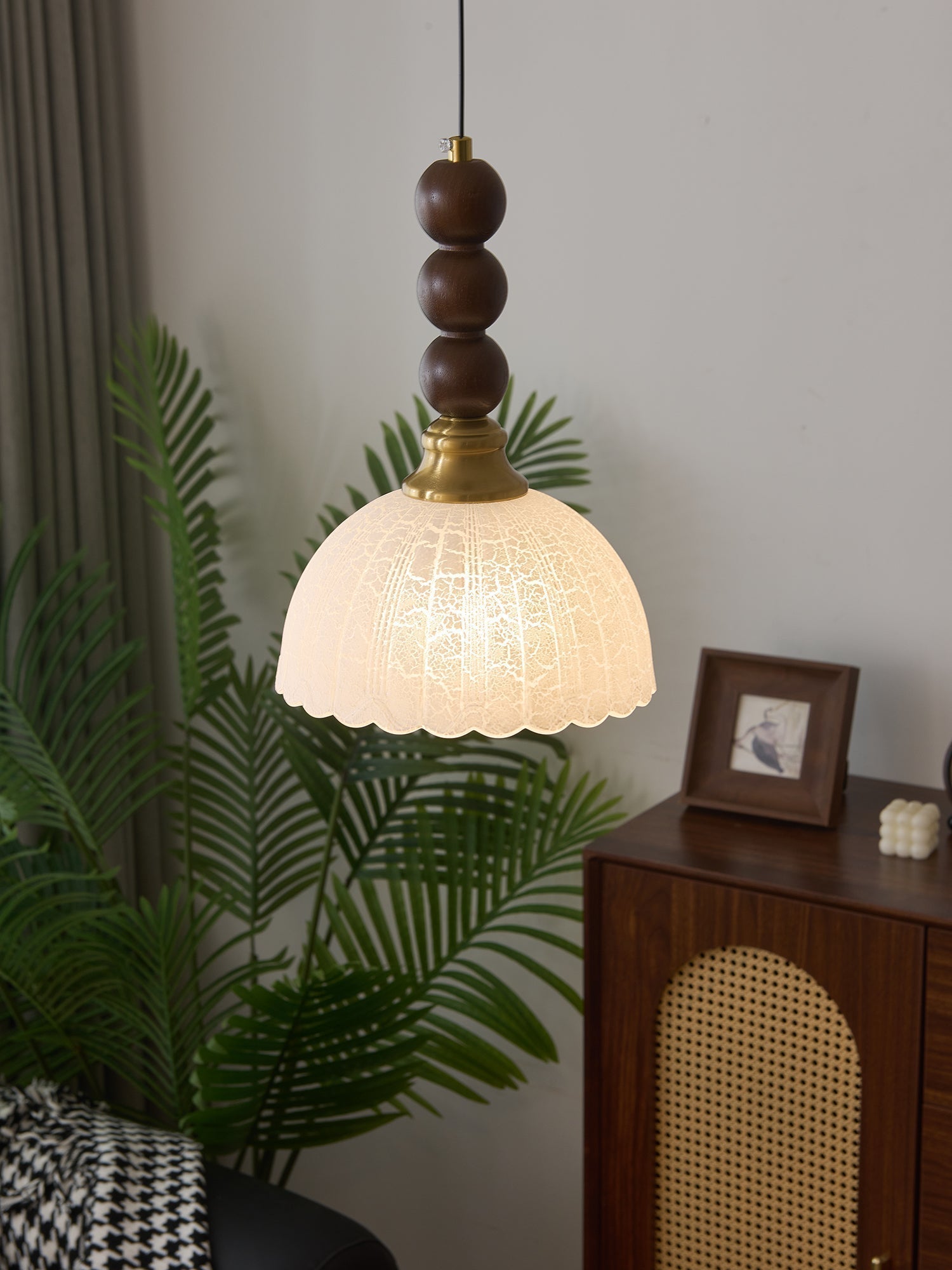 Avshaara Traditionell Eleganz Vintage Stoff Holz Pendelleuchte-Letslighting