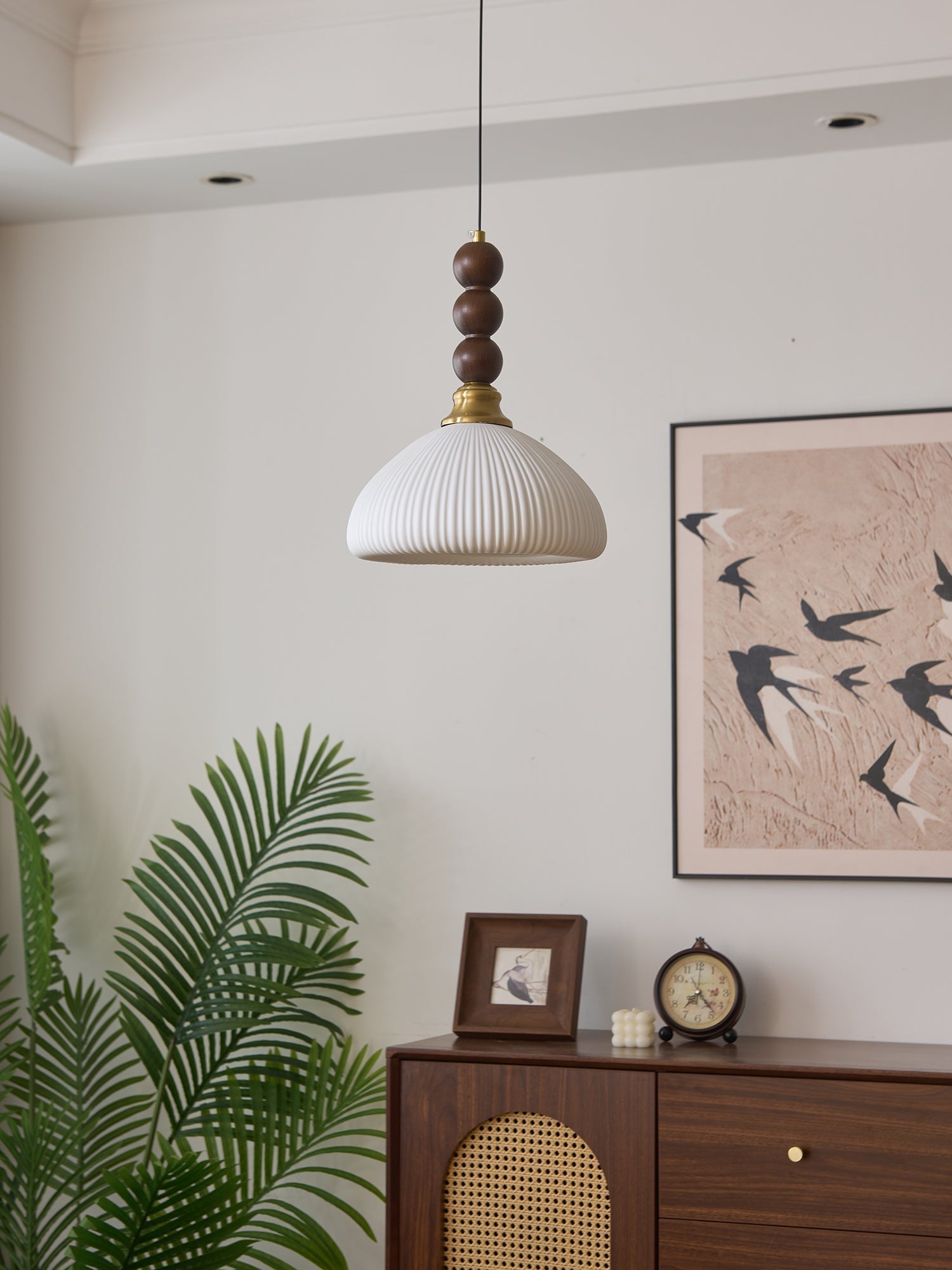 Avshaara Traditionell Eleganz Vintage Stoff Holz Pendelleuchte-Letslighting