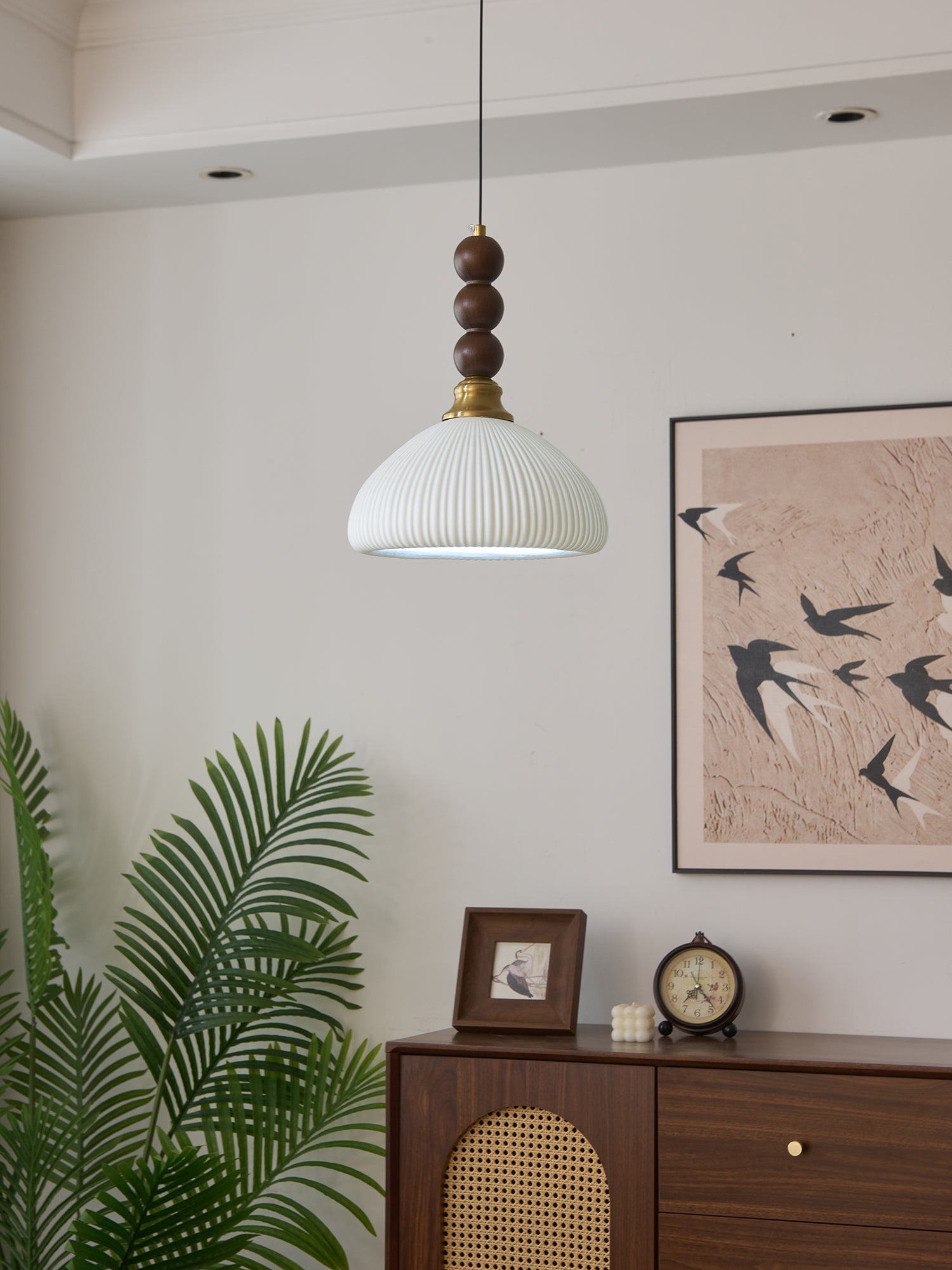 Avshaara Traditionell Eleganz Vintage Stoff Holz Pendelleuchte-Letslighting