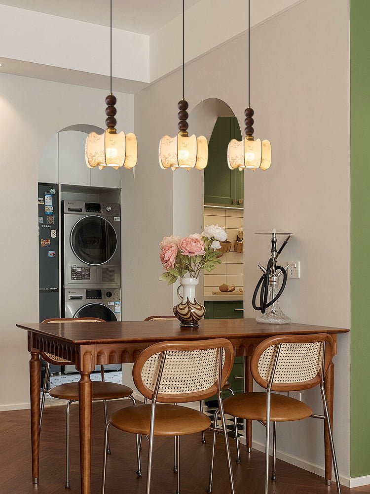 Avshaara Traditionell Eleganz Vintage Stoff Holz Pendelleuchte-Letslighting