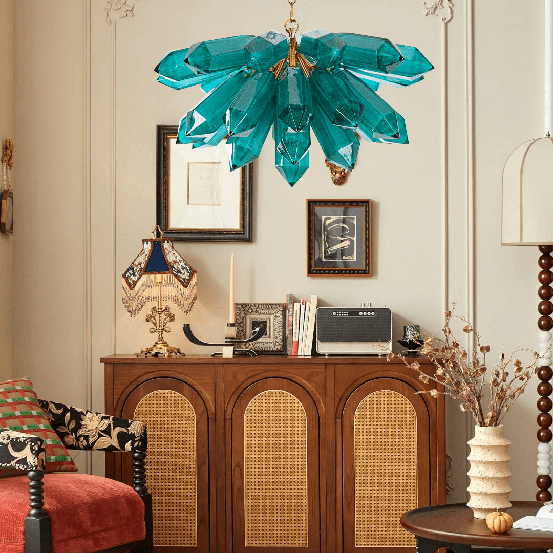 Aurora Chandelier Emerald Crystal Starburst Gold - Neutralighting