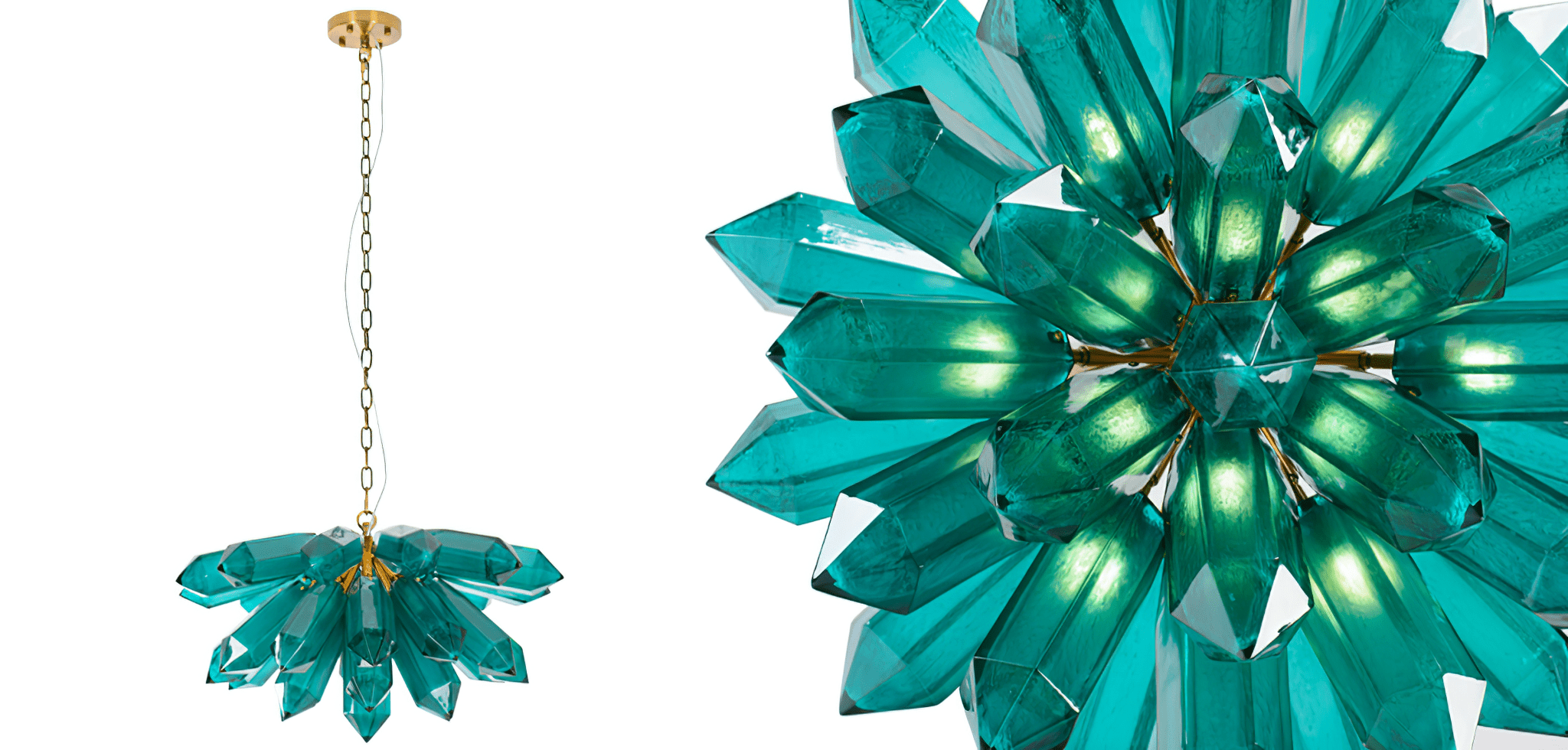 Aurora Chandelier Emerald Crystal Starburst Gold - Neutralighting