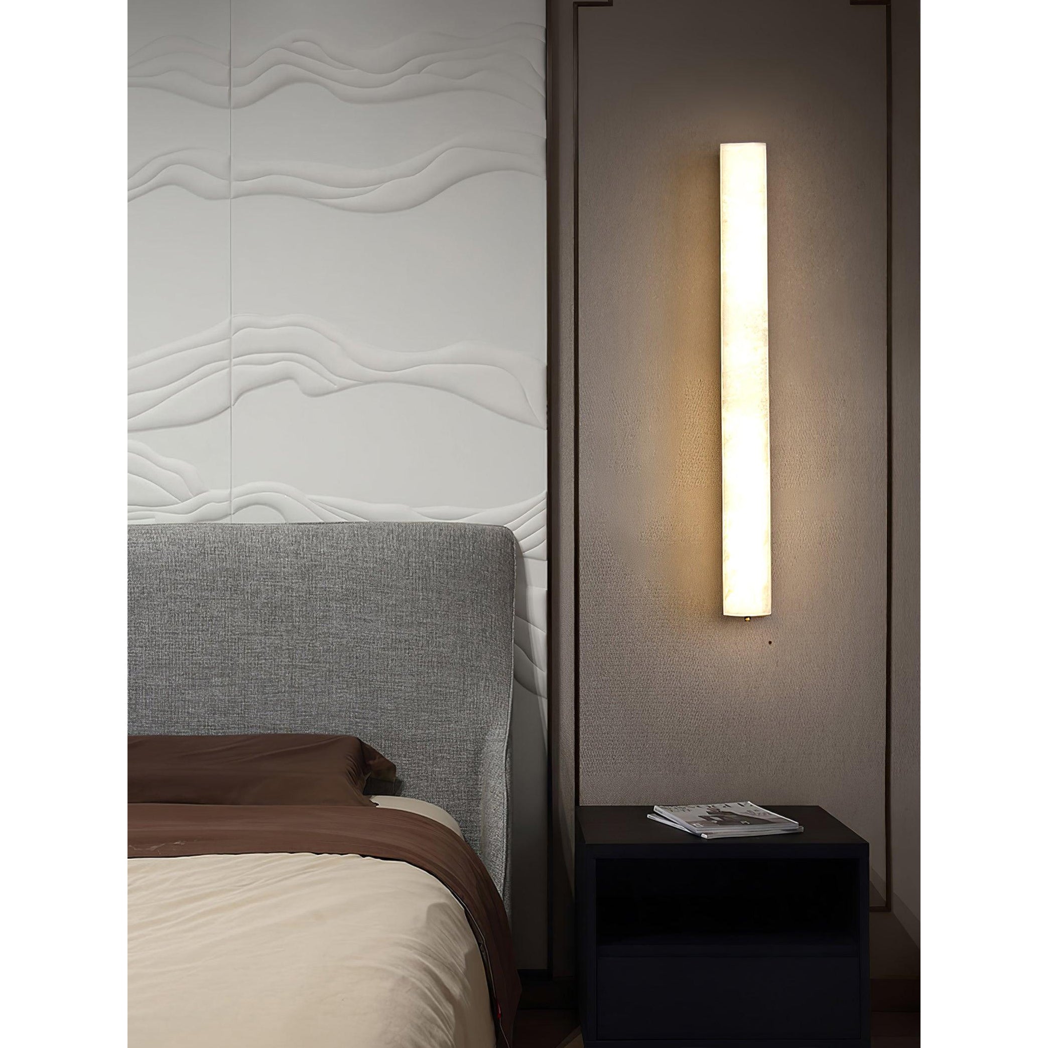 Quill Modern Minimalist Brass Alabaster Wall Lamp - Letslighting