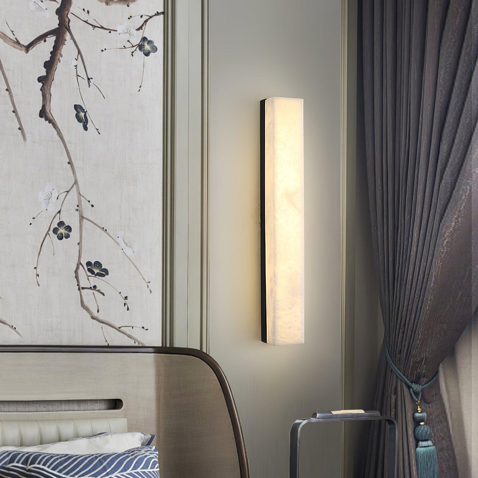 Quill Modern Minimalist Brass Alabaster Wall Lamp - Letslighting