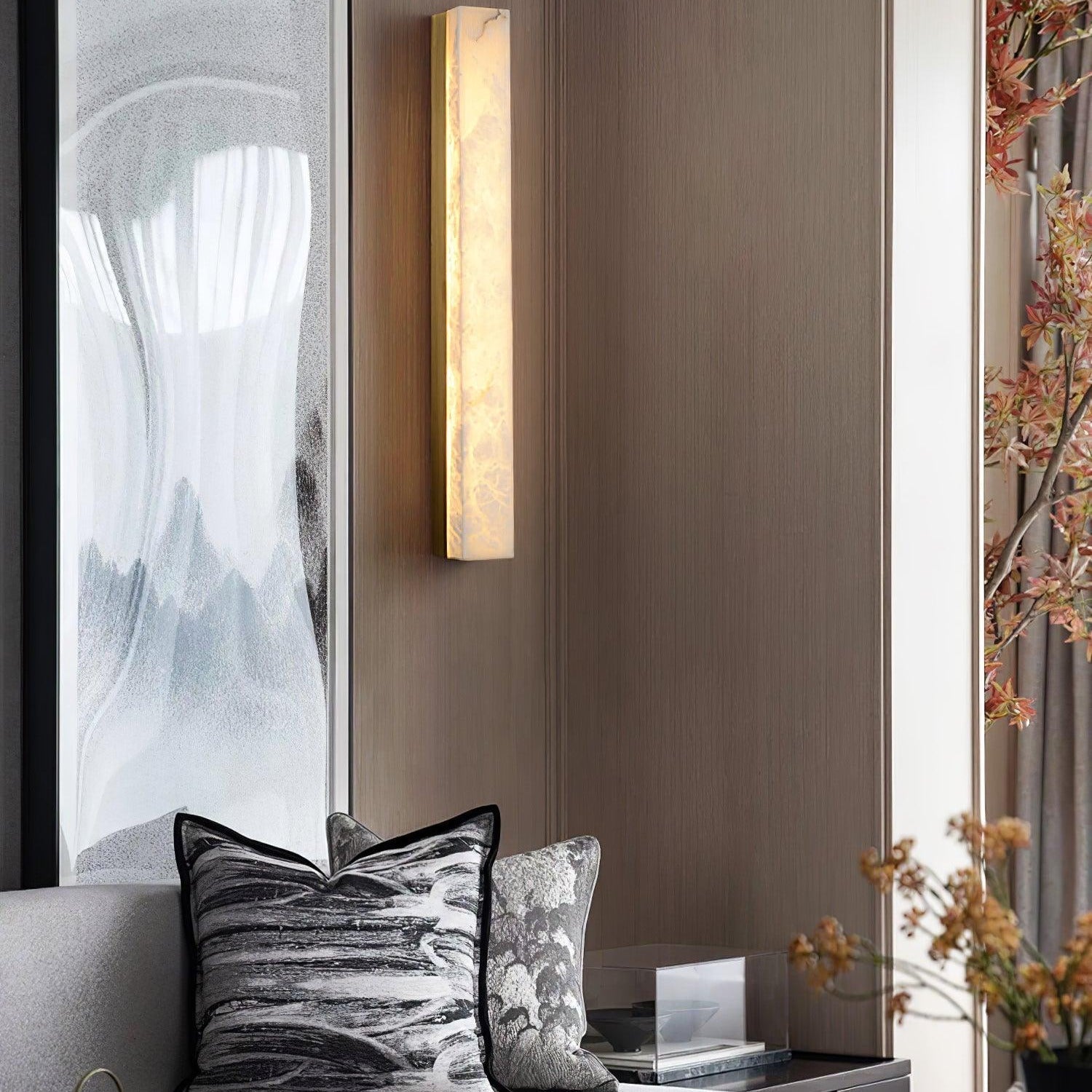 Isen Lineare Messing Alabaster Wandleuchte