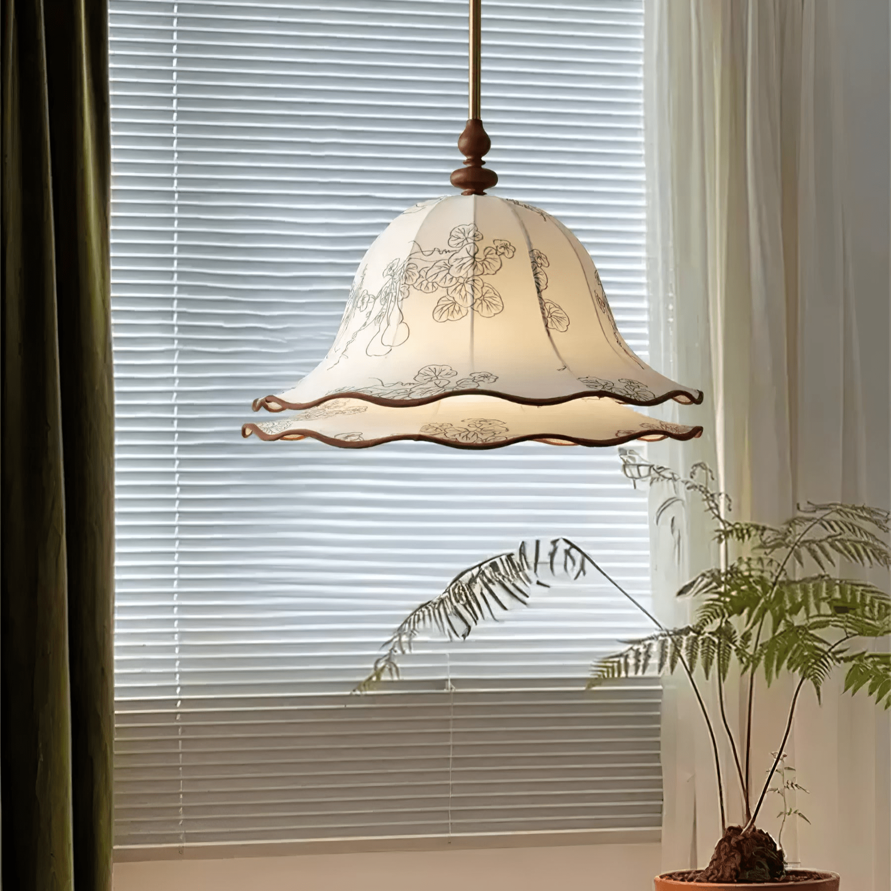 Ilsilis Traditionelle Eleganz Stoff Holz Pendelleuchte-Letslighting