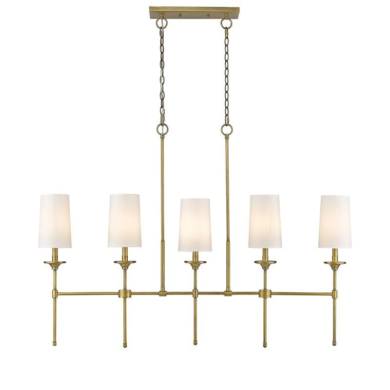 Verinyra Industrieller Vintage Kronleuchter aus Messing mit Stoffbezug-Letslighting