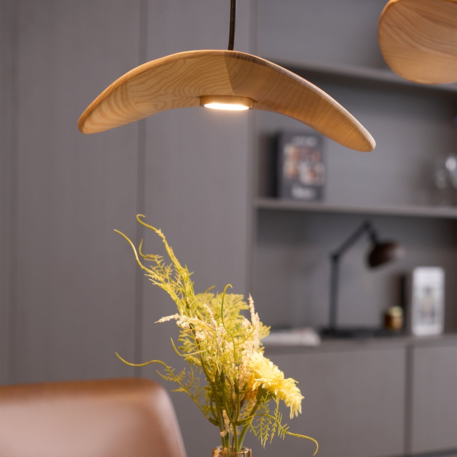 Abbott Modern Minimalist Empty Leaf Metal Wood Chandelier - Blowlighting