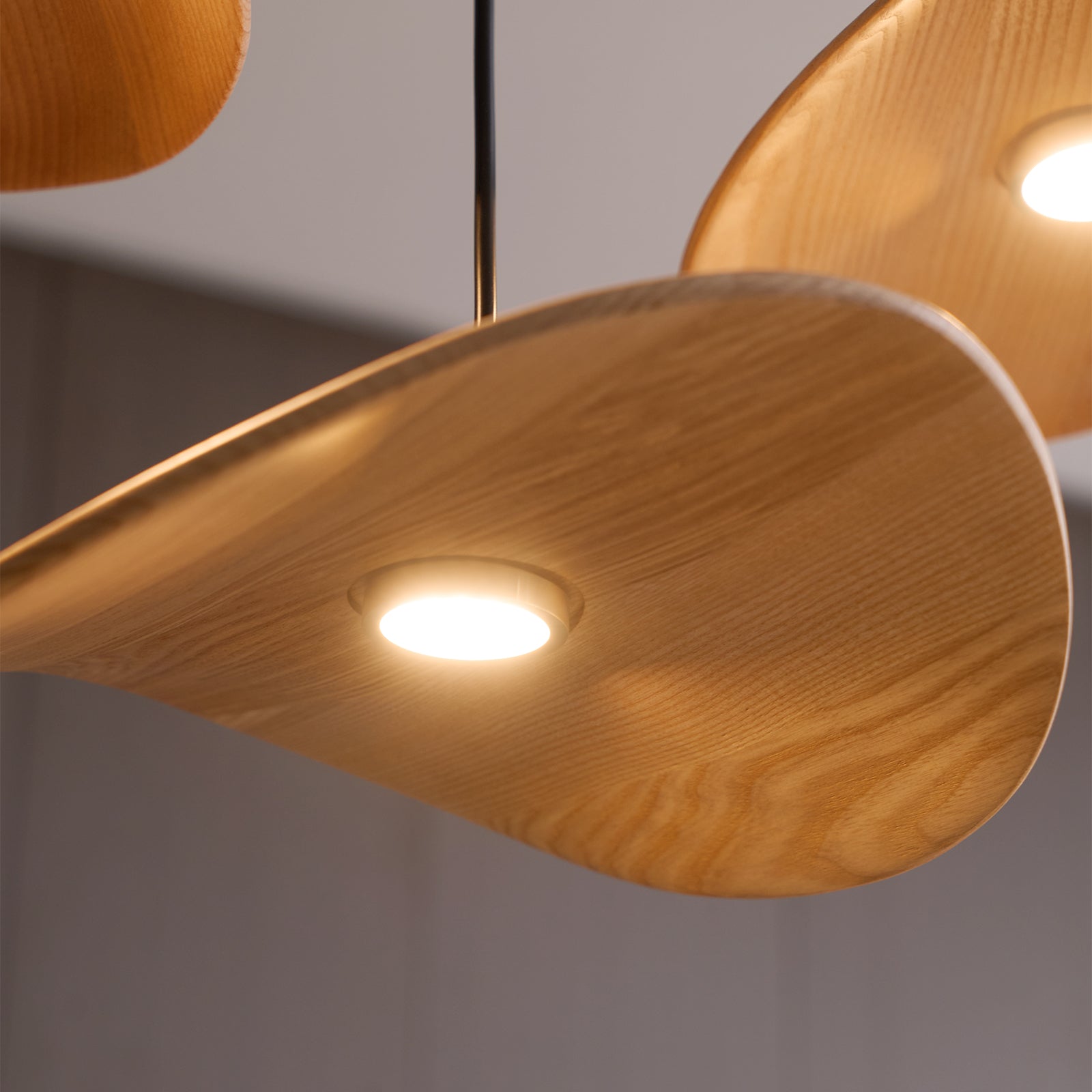 Abbott Modern Minimalist Empty Leaf Metal Wood Chandelier - Blowlighting