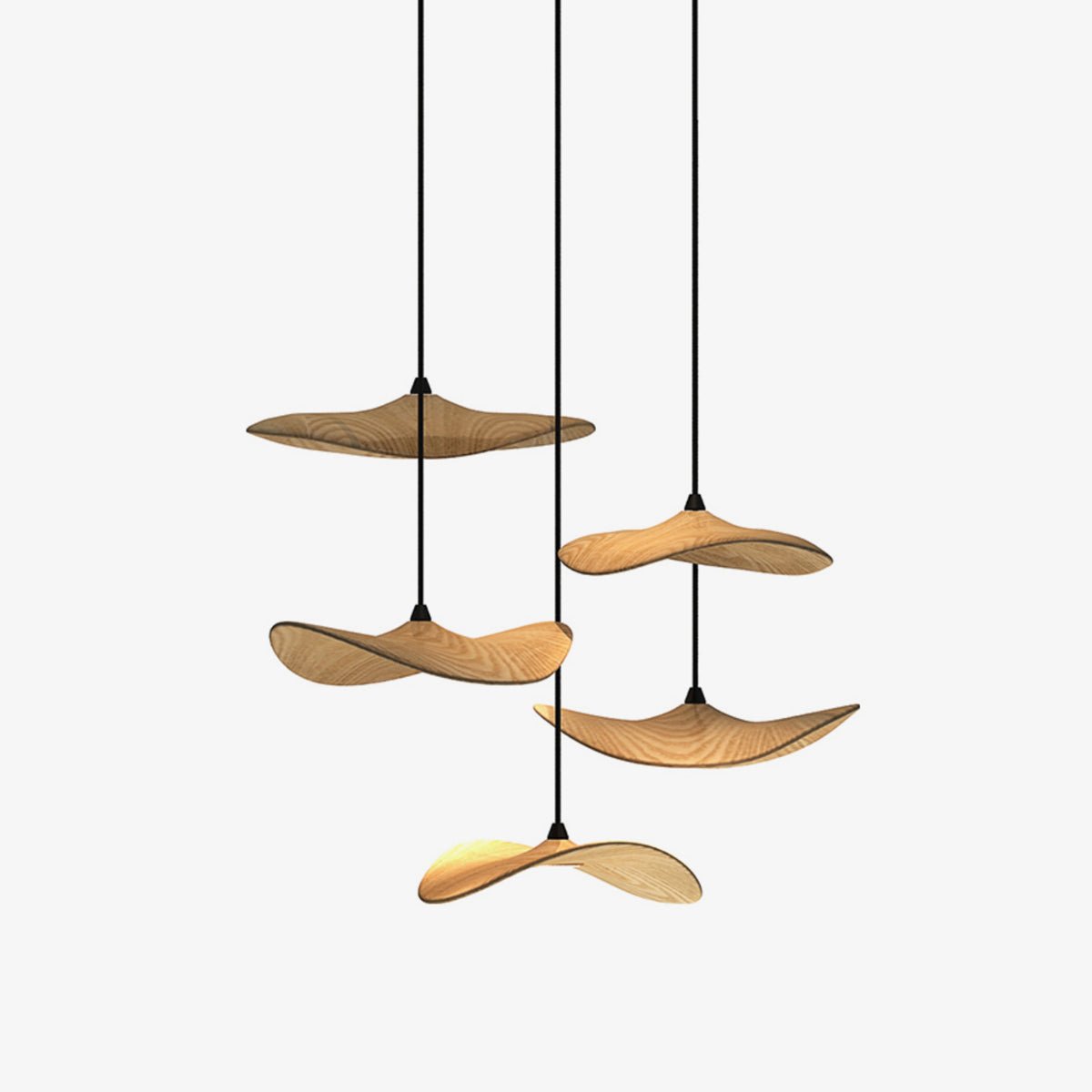 Abbott Modern Minimalist Empty Leaf Metal Wood Chandelier - Blowlighting