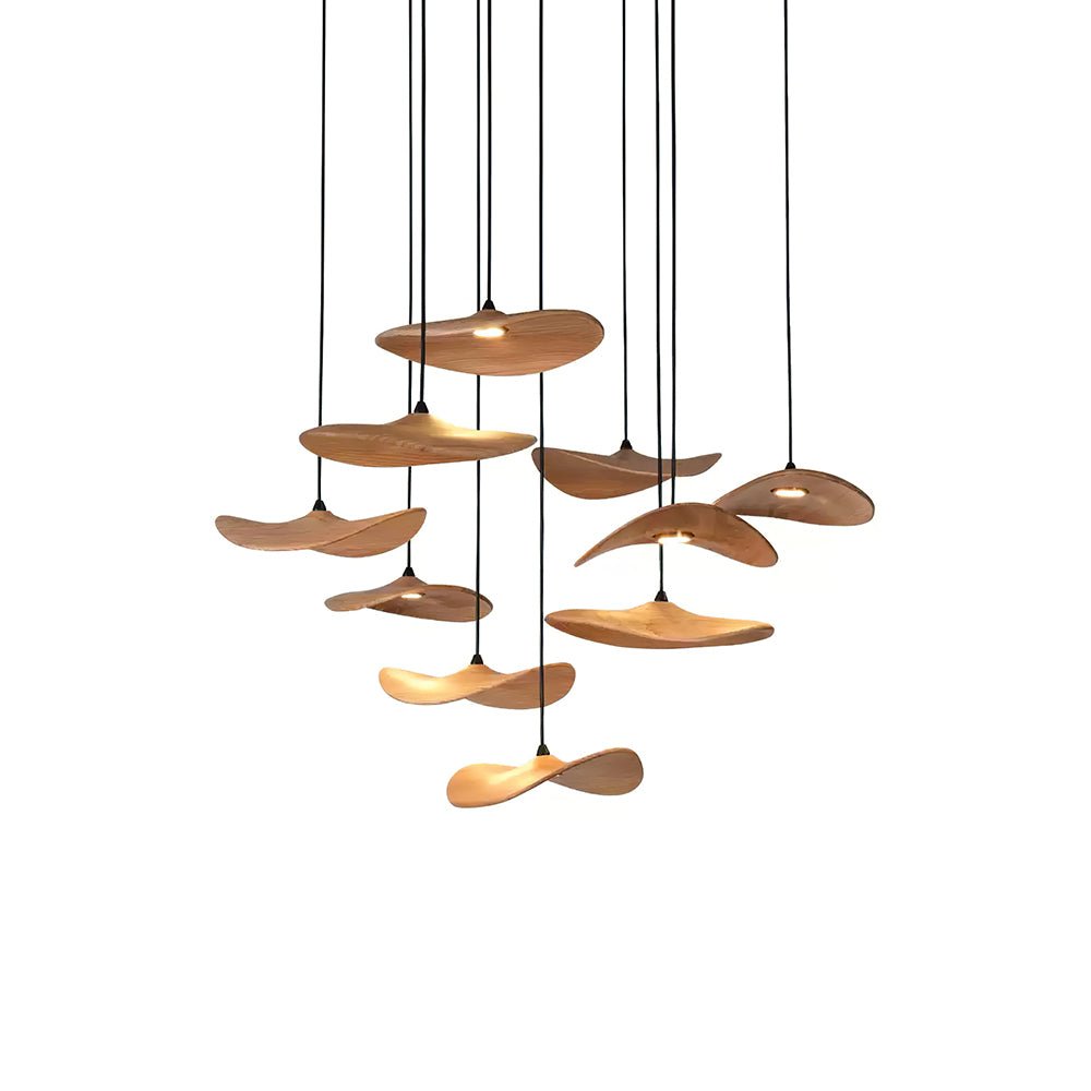 Abbott Modern Minimalist Empty Leaf Metal Wood Chandelier - Blowlighting