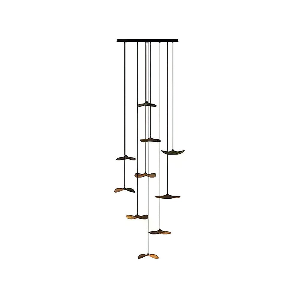Abbott Modern Minimalist Empty Leaf Metal Wood Chandelier - Blowlighting