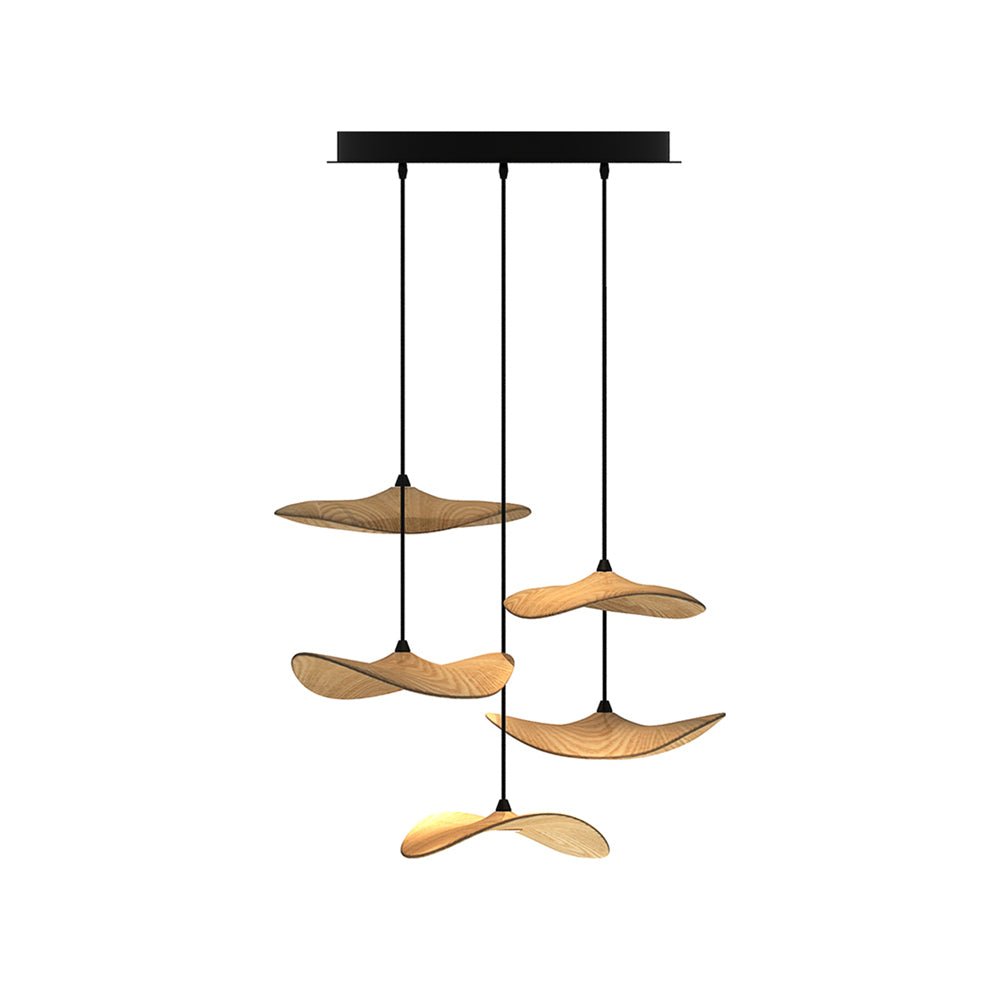 Abbott Modern Minimalist Empty Leaf Metal Wood Chandelier - Blowlighting